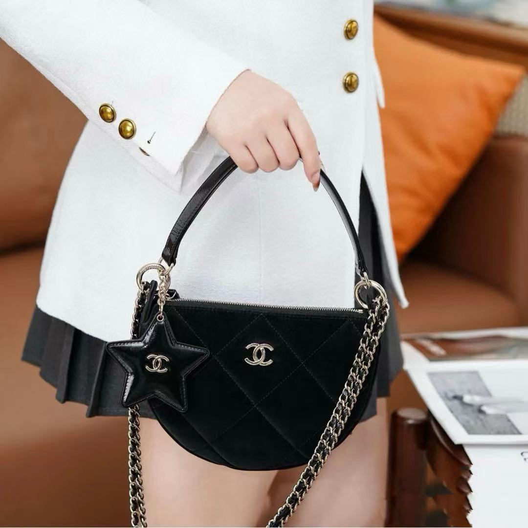 CHANE1 ベルベット クレセントバッグ【50％割引+送料無料】