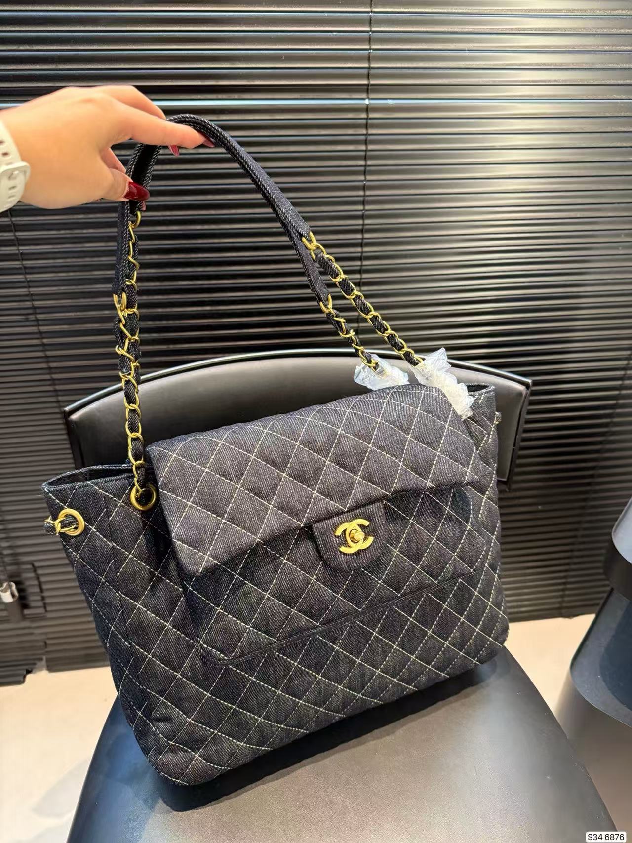 CHANE1 デニムチェック ショルダー/クロスボディバッグ【50％割引+送料無料】