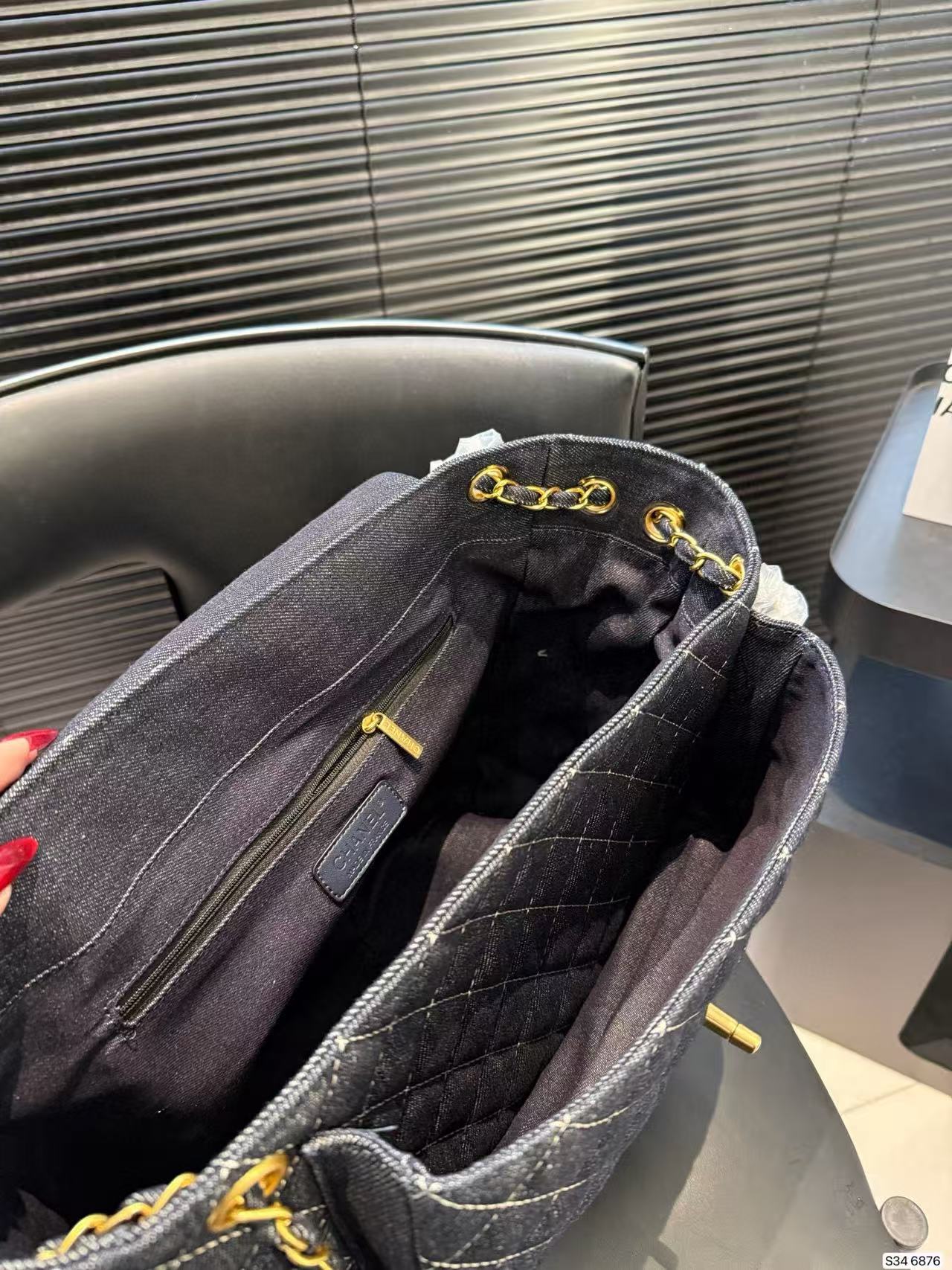 CHANE1 デニムチェック ショルダー/クロスボディバッグ【50％割引+送料無料】