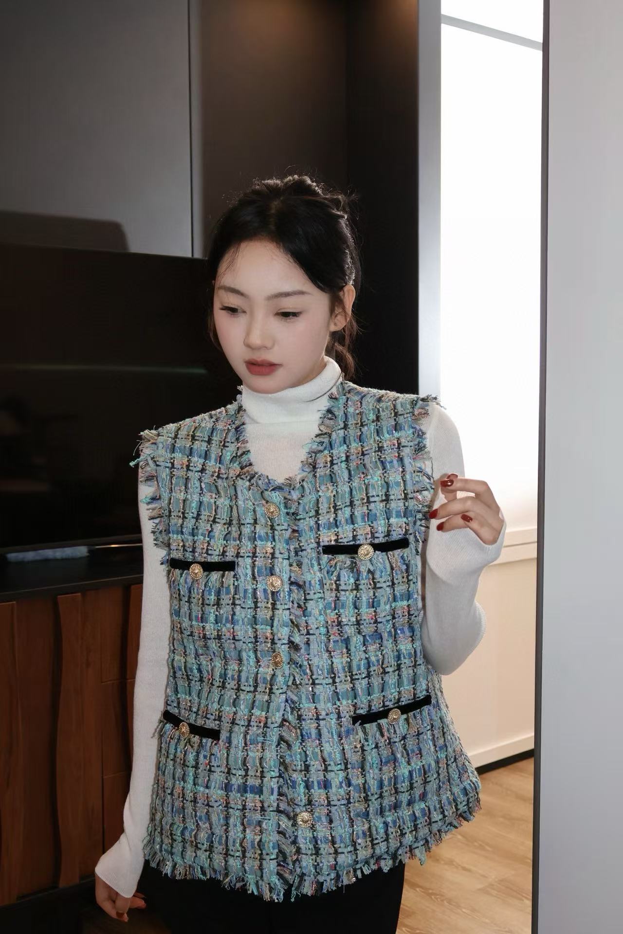 CHANE1 クラシックツイードベスト【50％割引+送料無料】