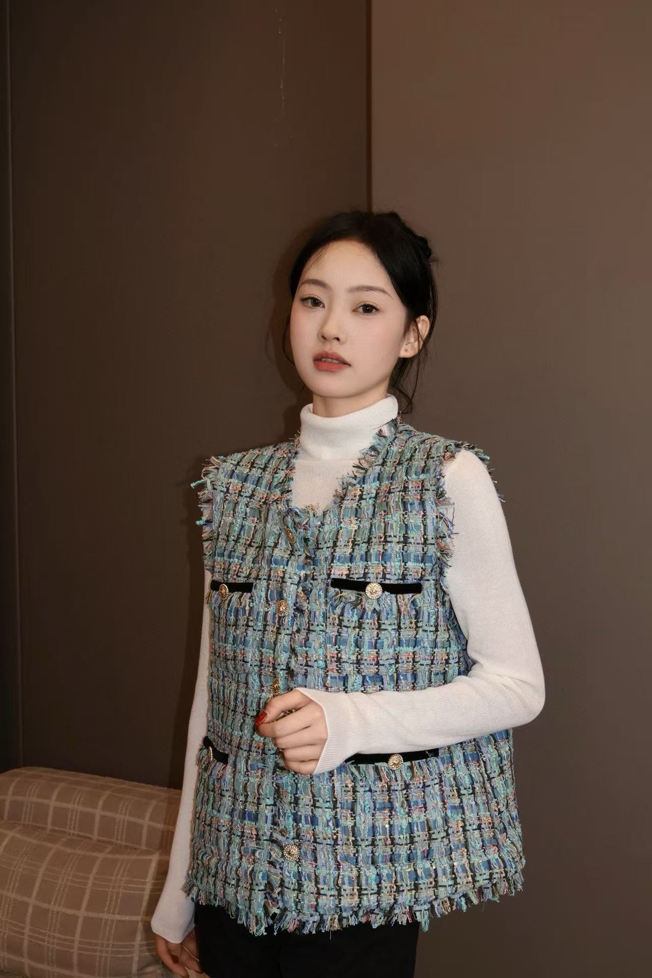 CHANE1 クラシックツイードベスト【50％割引+送料無料】