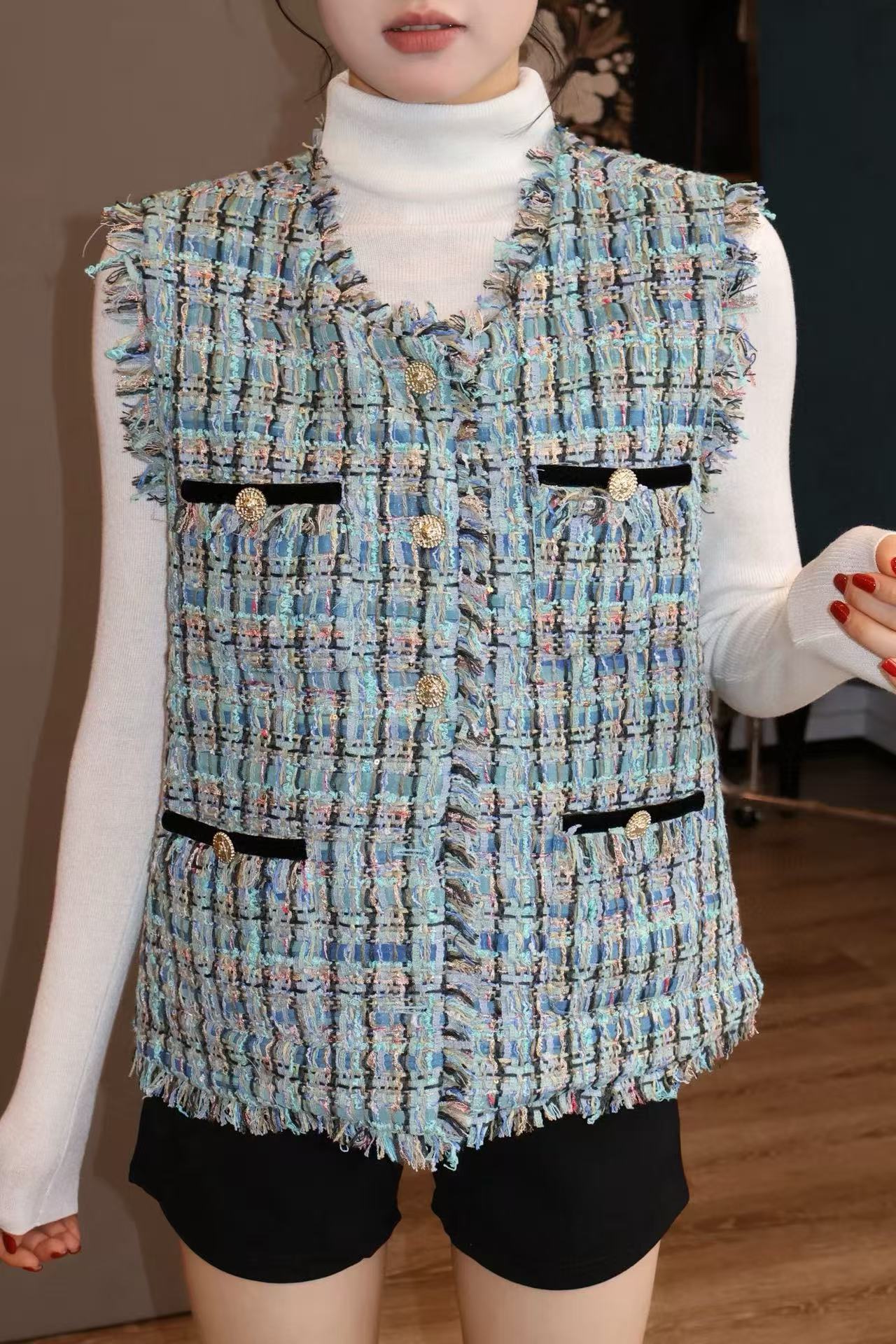 CHANE1 クラシックツイードベスト【50％割引+送料無料】