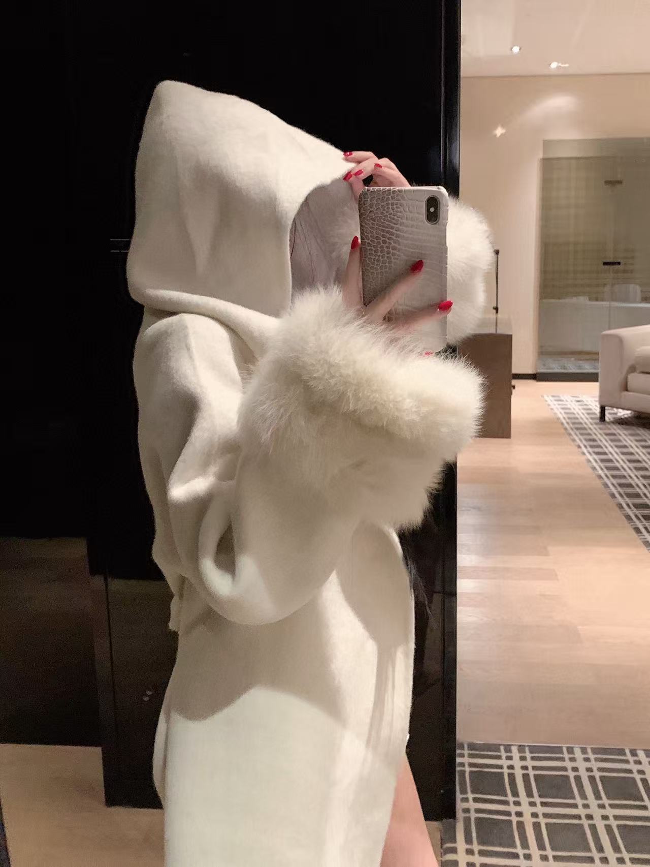 CHANE1 両面カシミヤ ロングコート ブローチ付き【50％割引+送料無料】