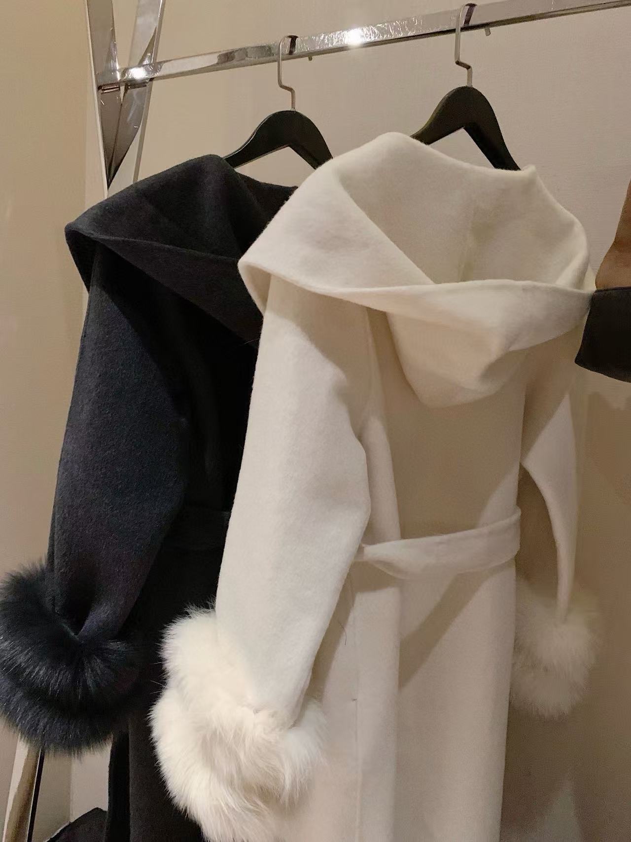 CHANE1 両面カシミヤ ロングコート ブローチ付き【50％割引+送料無料】