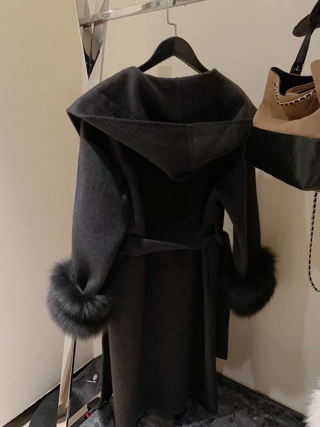 CHANE1 両面カシミヤ ロングコート ブローチ付き【50％割引+送料無料】