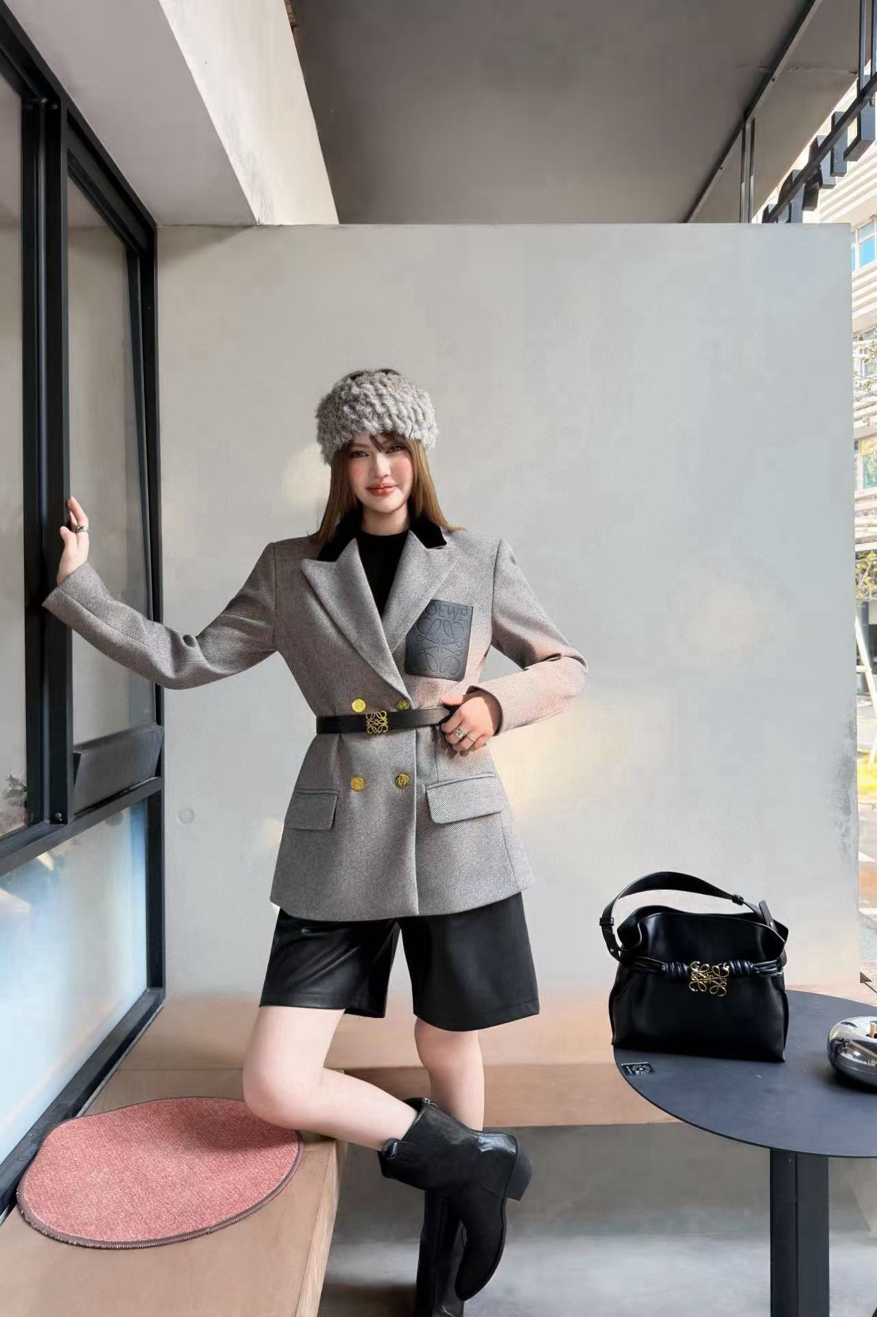 L0WEW カラーブロック スーツジャケット（ベルト付き）【50％割引+送料無料】