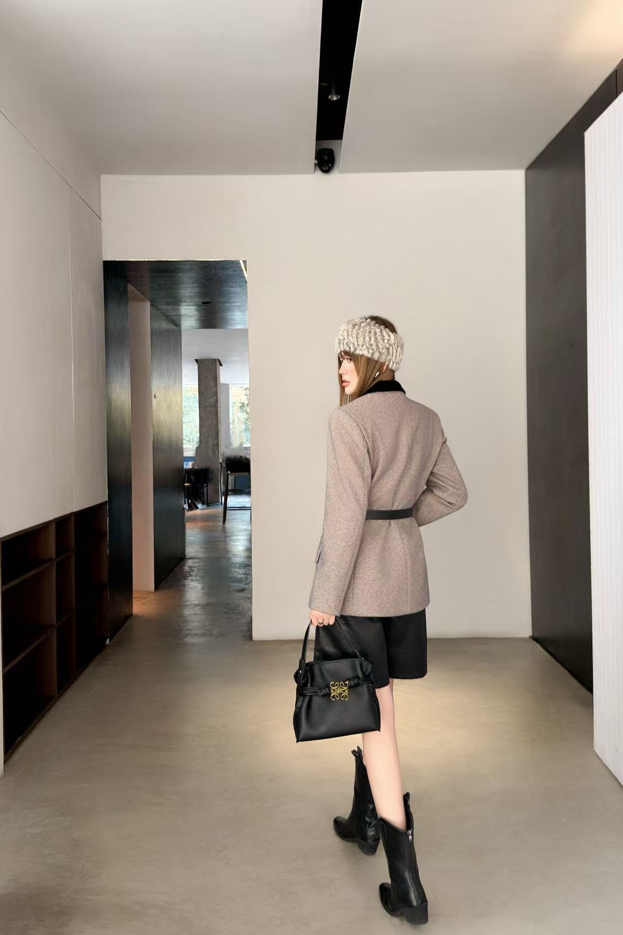 L0WEW カラーブロック スーツジャケット（ベルト付き）【50％割引+送料無料】