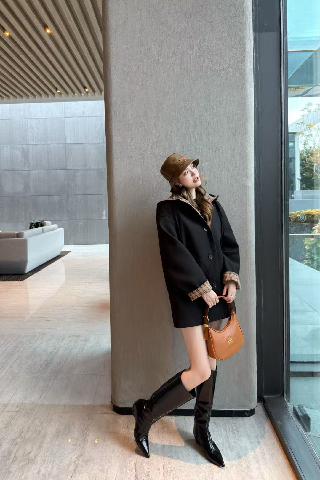 M1UM1U シンプルフード付きウールコート【50％割引+送料無料】