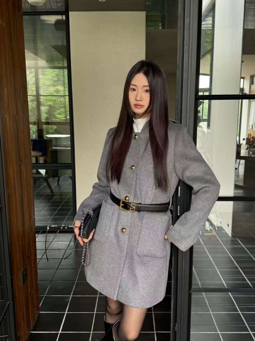 VALENT1NO メタルボタン フード付きウールコート【50％割引+送料無料】