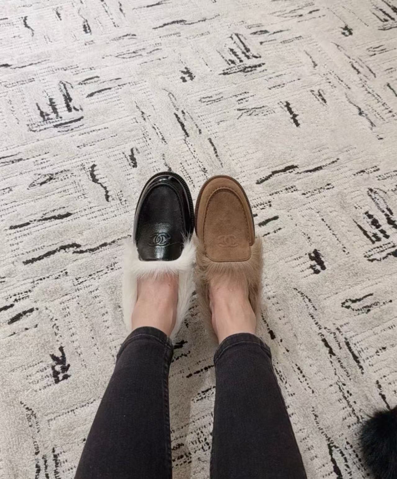 CHANE1 秋冬用高品質ファーフラットシューズ【50％割引+送料無料】