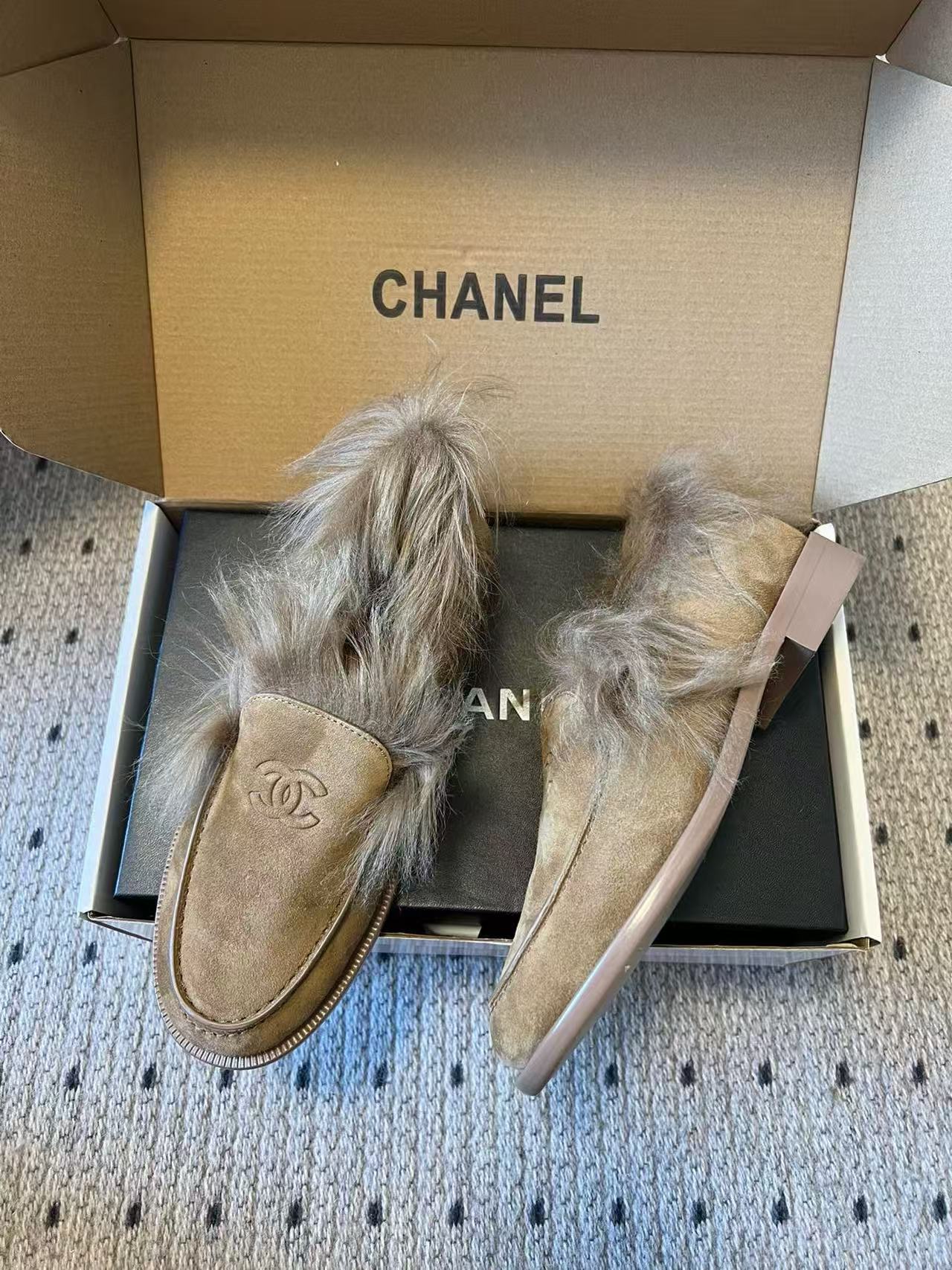 CHANE1 秋冬用高品質ファーフラットシューズ【50％割引+送料無料】
