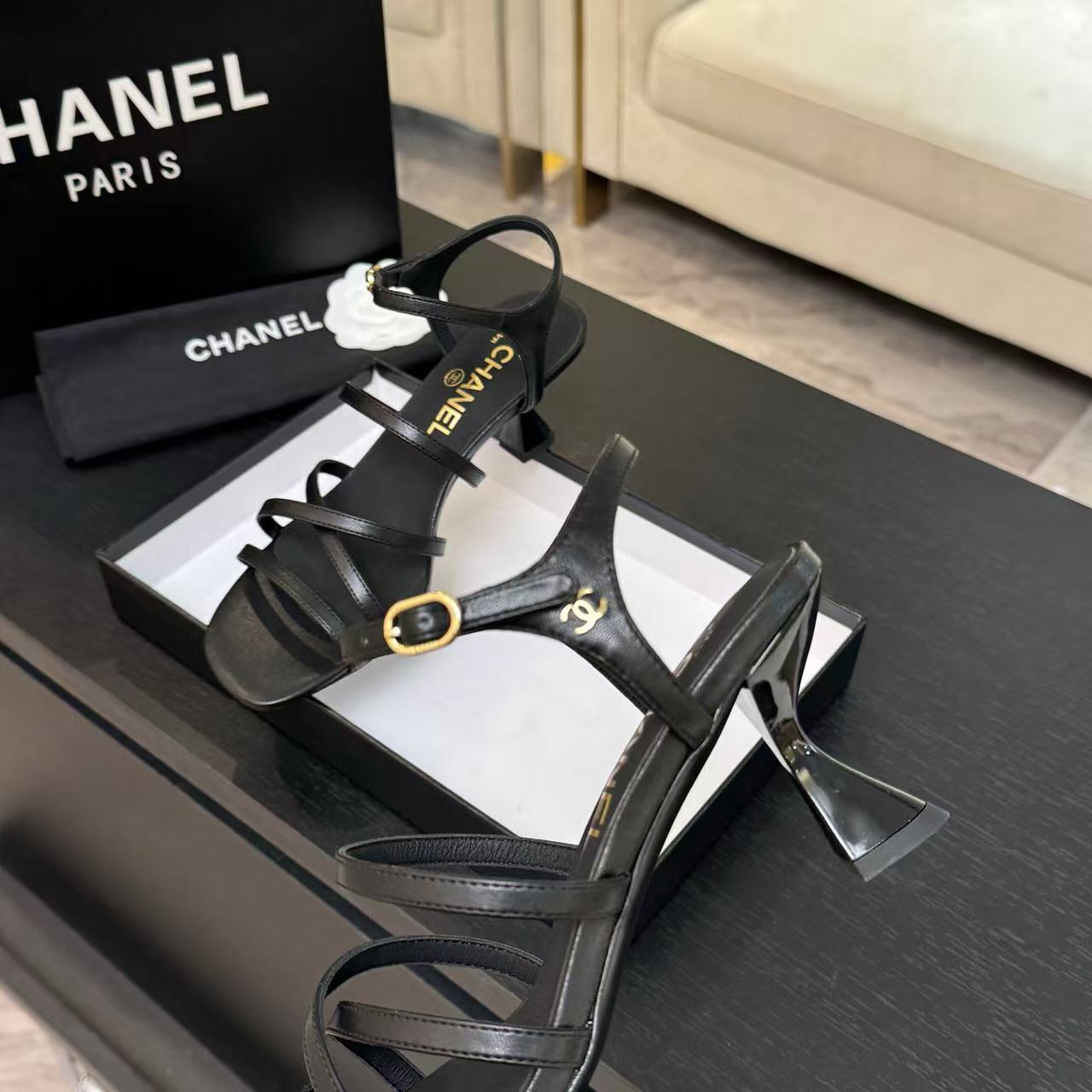 CHANE1 高品質ダブルCハイヒールサンダル【50％割引+送料無料】