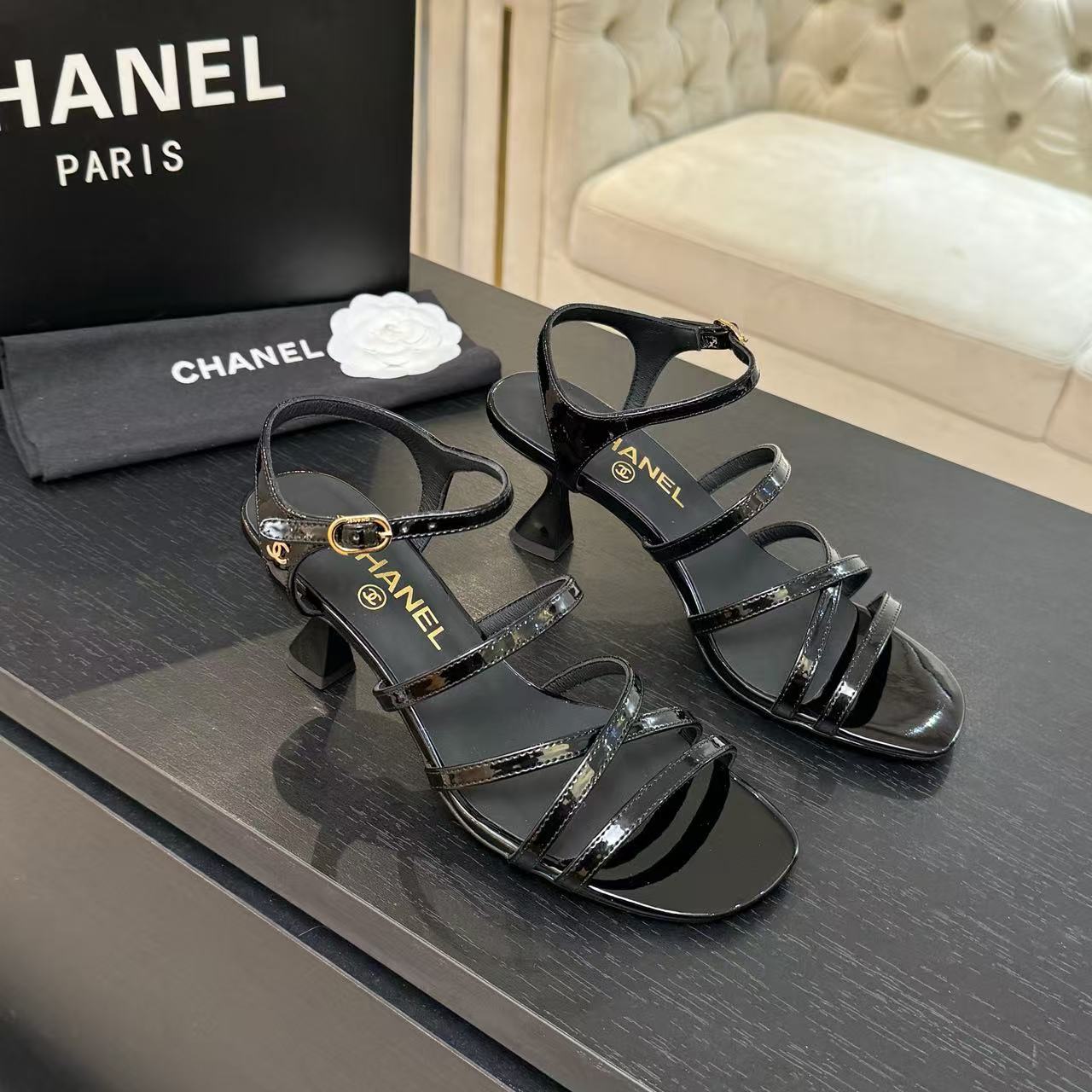 CHANE1 高品質ダブルCハイヒールサンダル【50％割引+送料無料】