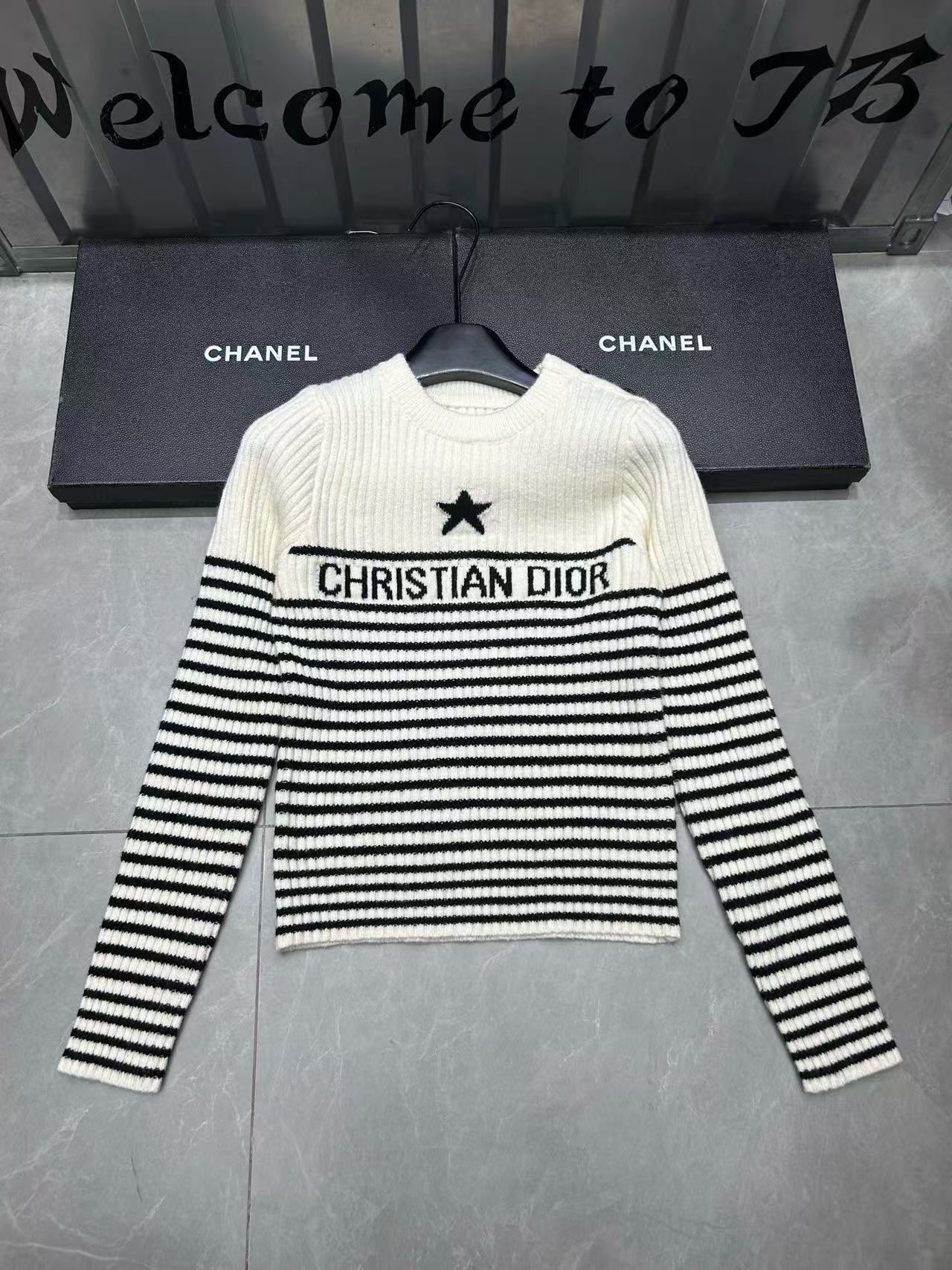 DIOR 五芒星ストライプ 長袖セーター【50％割引+送料無料】