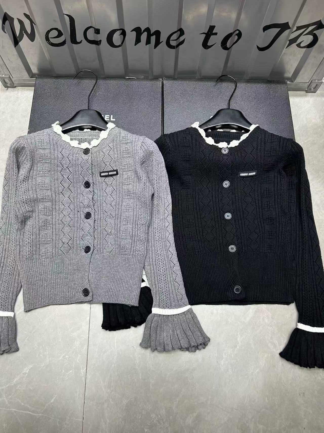 M1UM1U レーストリムフレアスリーブウールカーディガン【50％割引+送料無料】