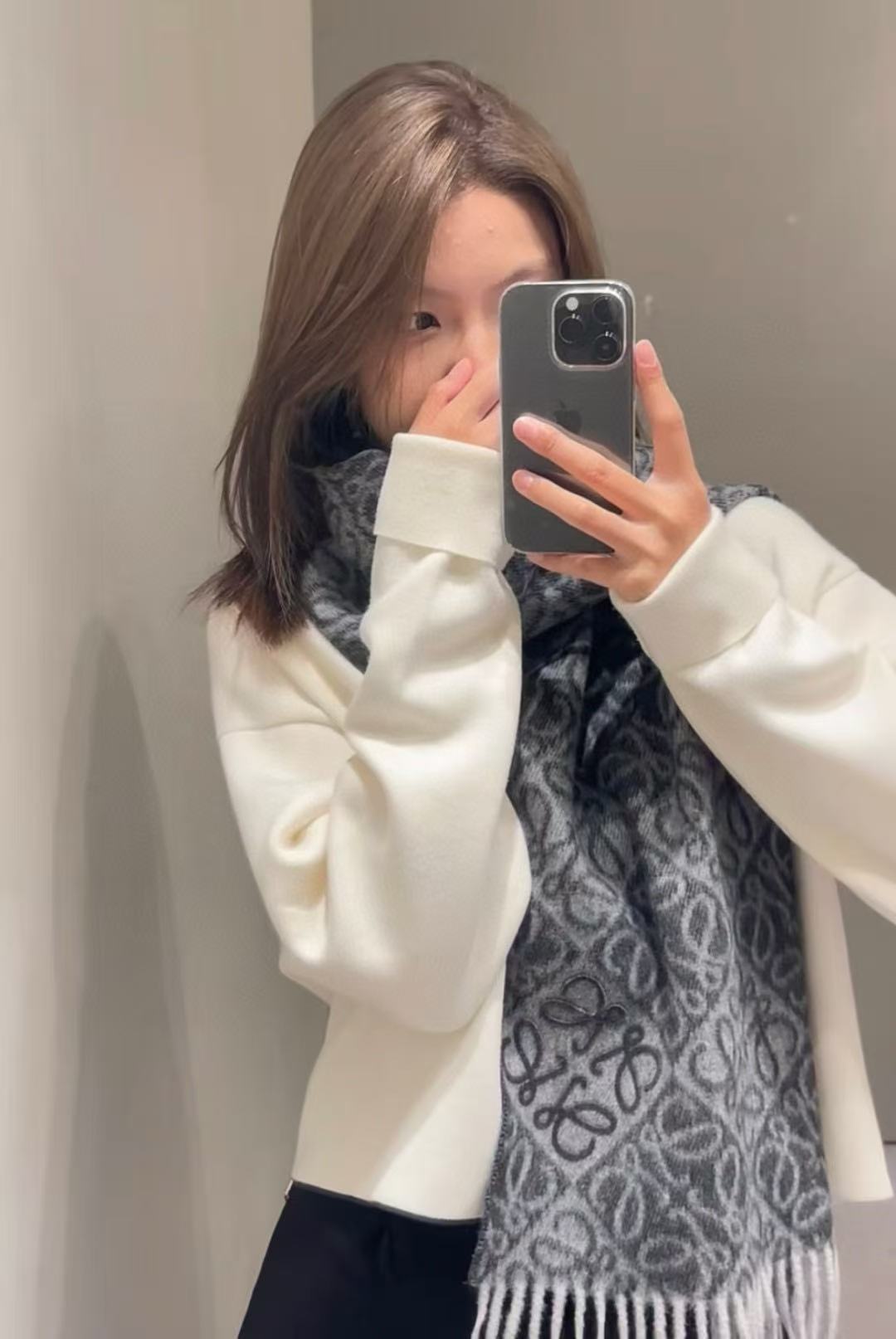 L0WEW タッセルプリント カシミアスカーフ【50％割引+送料無料】