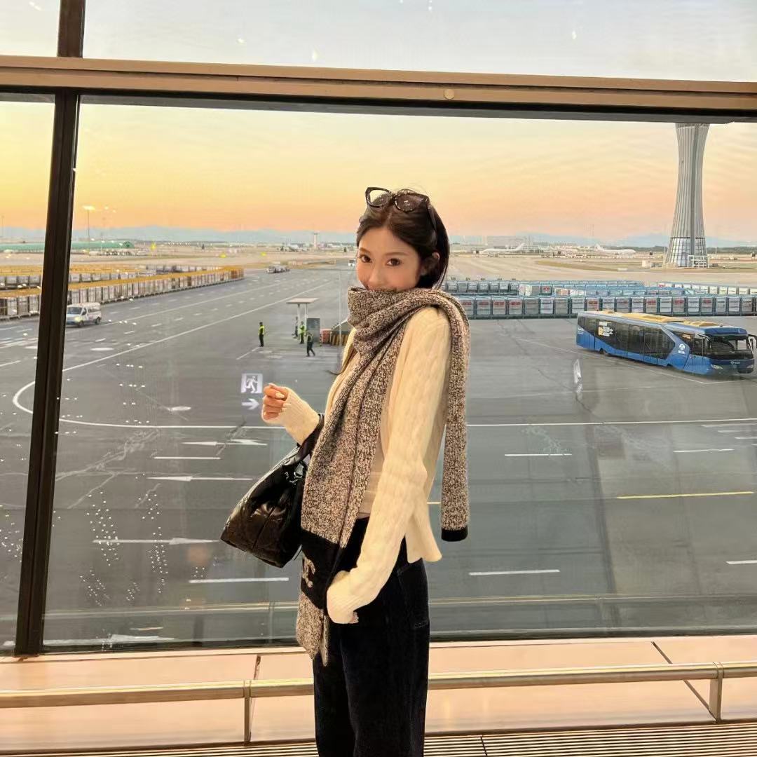 CHANE1 ダブルC カラーブロック カシミアスカーフ【50％割引+送料無料】