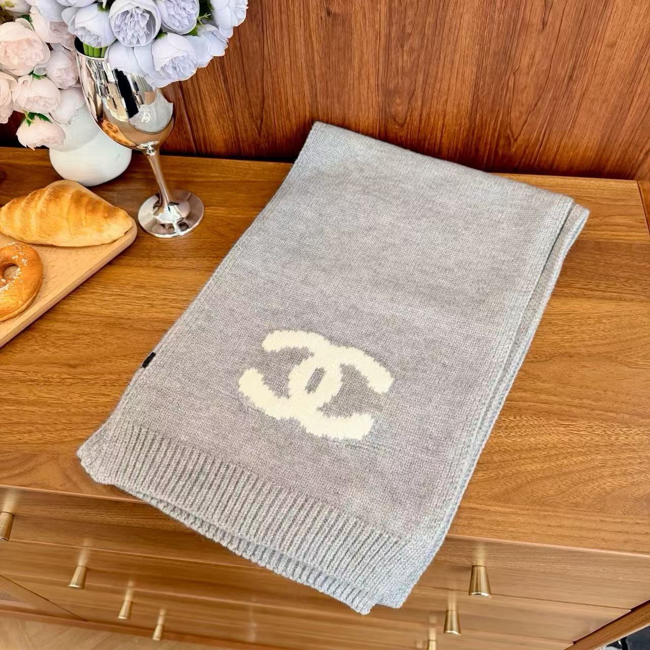 CHANE1 シンプルダブルC カシミアスカーフ【50％割引+送料無料】