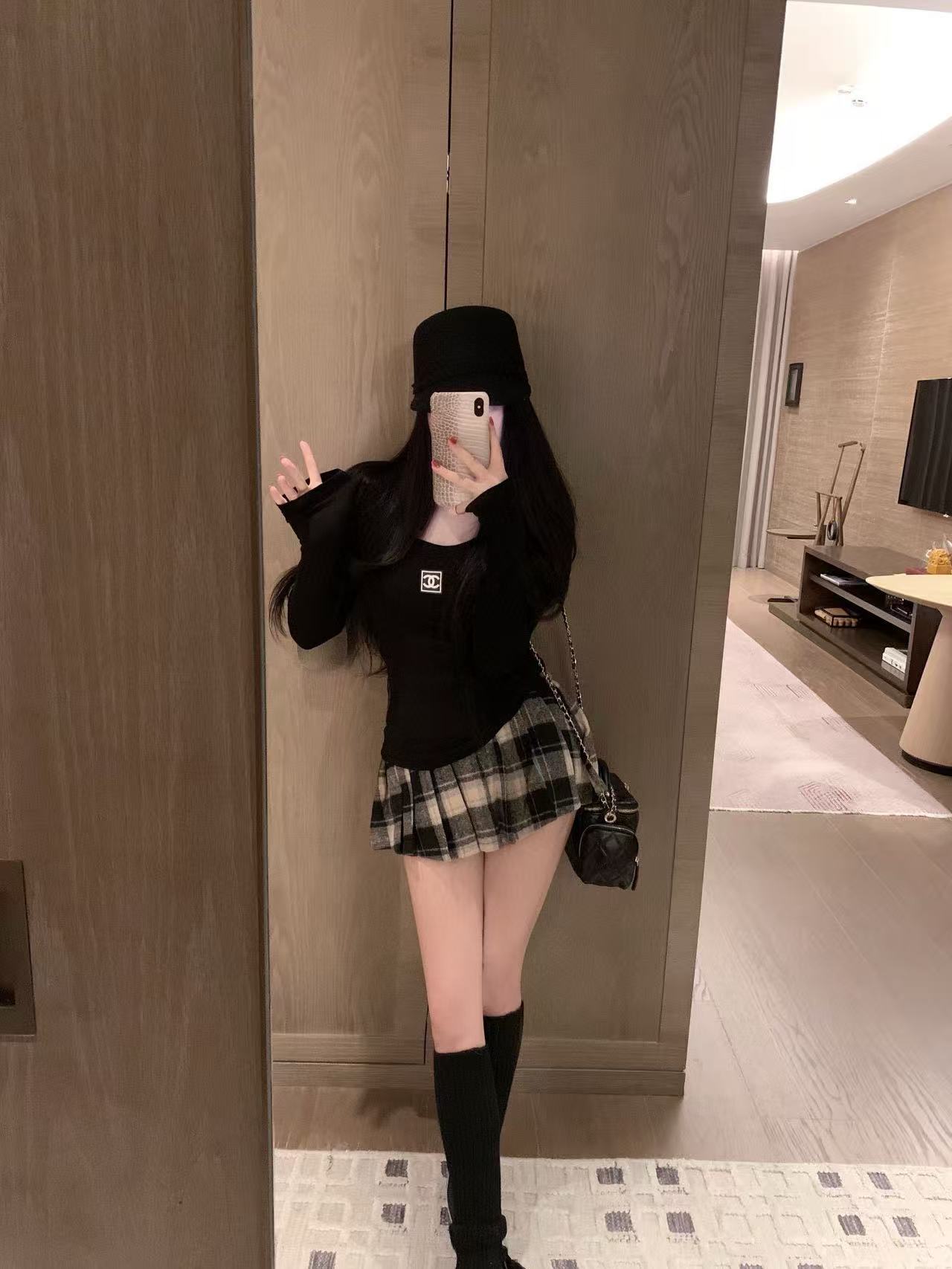 CHANE1 シンプルダブルC ロングスリーブTシャツ【50％割引+送料無料】