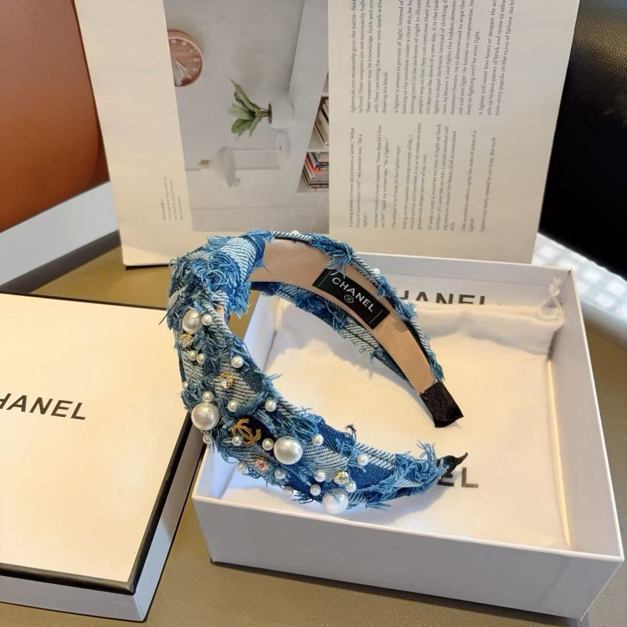 CHANE1 ダブルCパールワイドヘッドバンド【50％割引+送料無料】