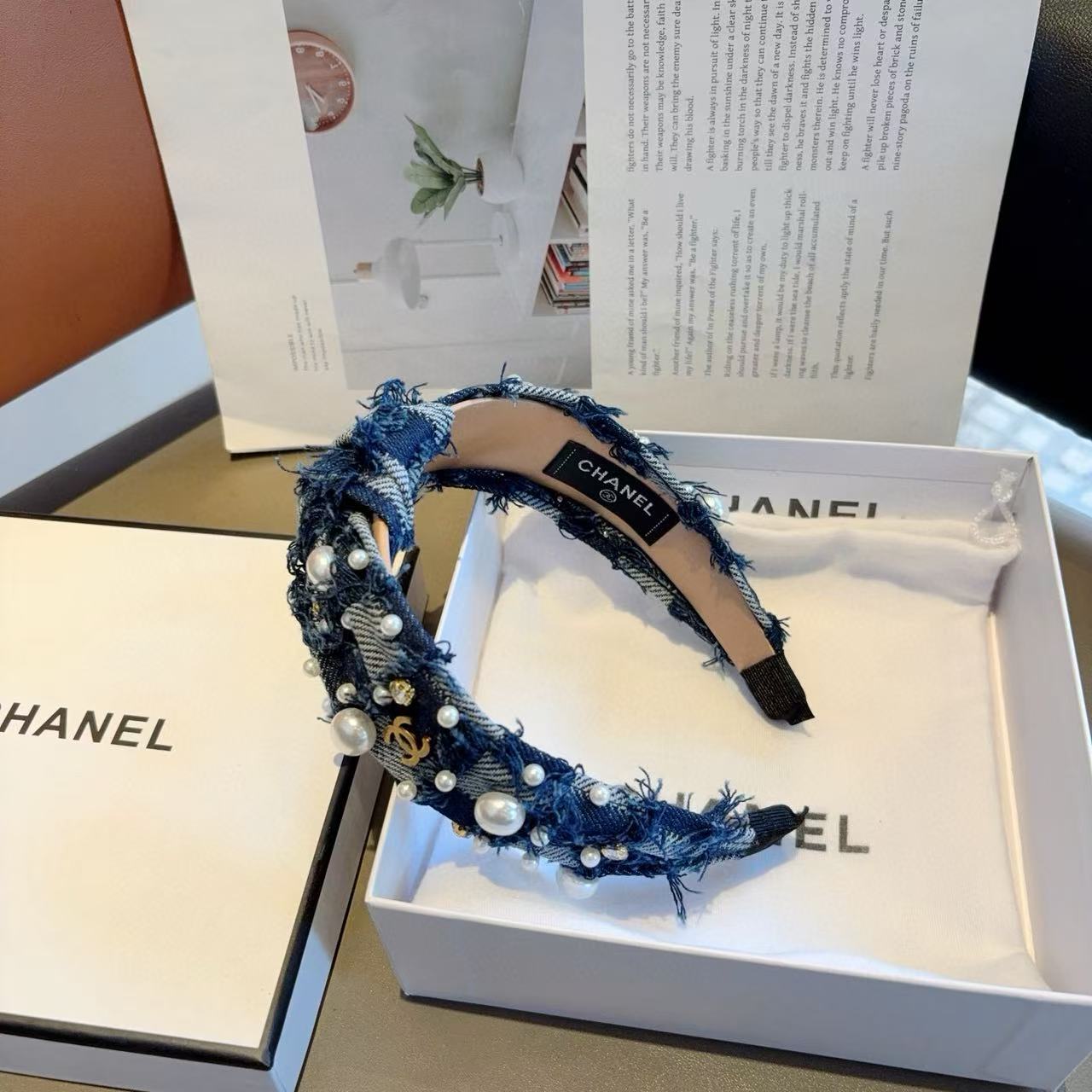 CHANE1 ダブルCパールワイドヘッドバンド【50％割引+送料無料】