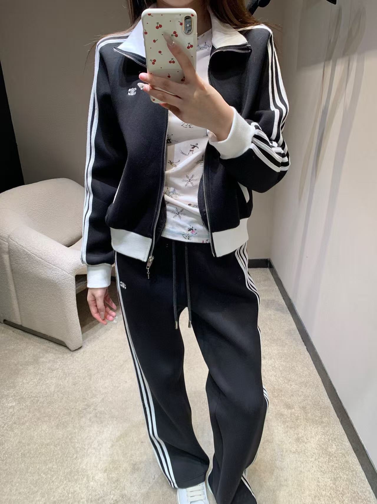 CEL1NE 凱旋門刺繍 ジッパージャケット + パンツ ツーピースセット【50％割引+送料無料】