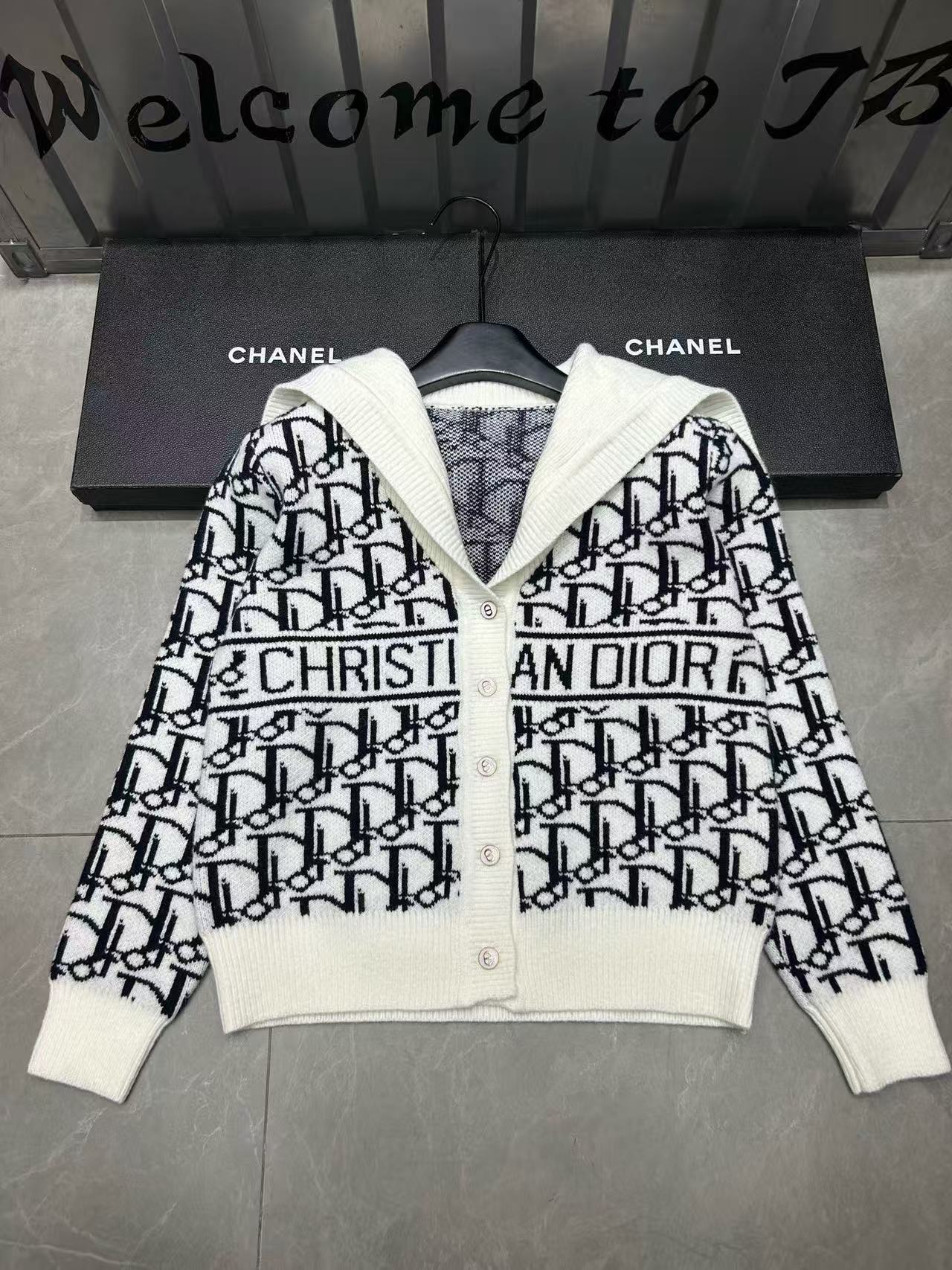 DIOR ジャカード レター ウール カーディガン【50％割引+送料無料】