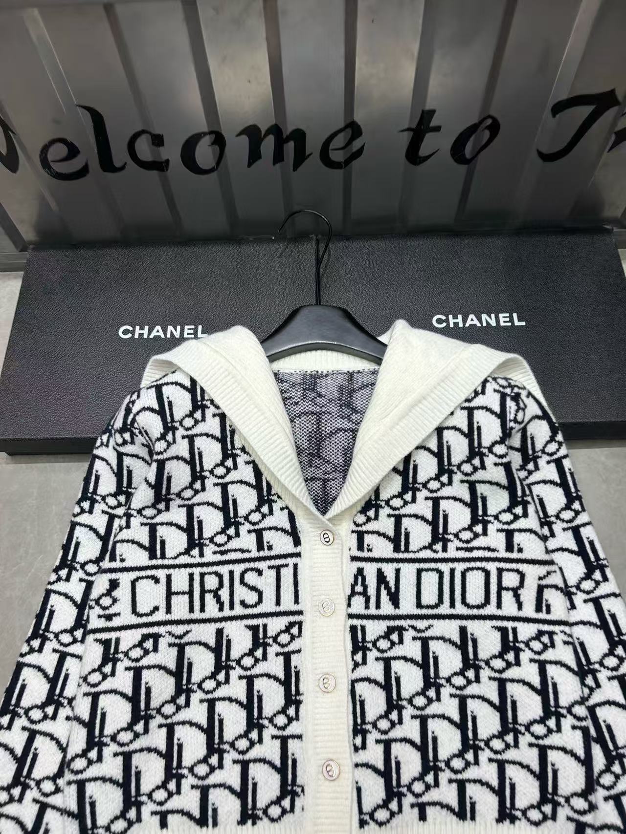 DIOR ジャカード レター ウール カーディガン【50％割引+送料無料】