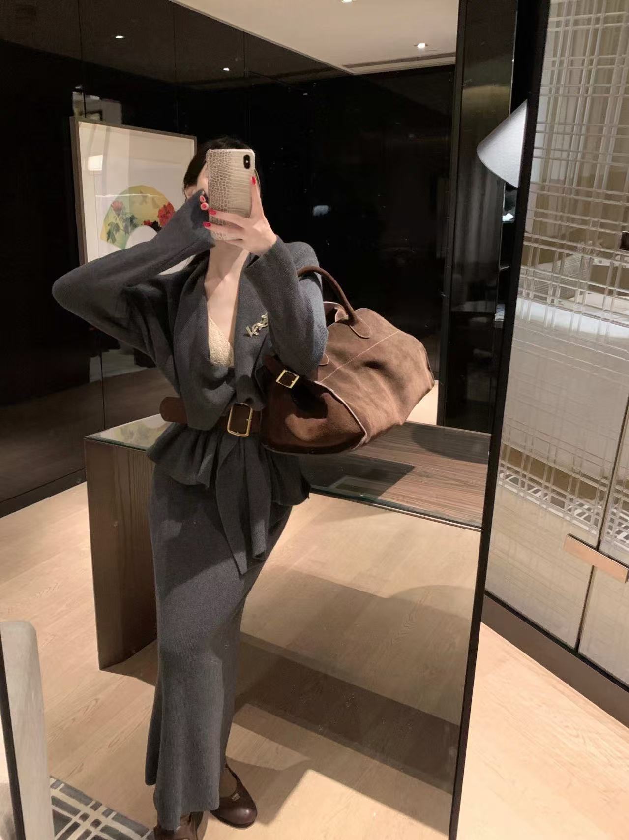 YSL ニットトップスとスカートのツーピースセット【50％割引+送料無料】