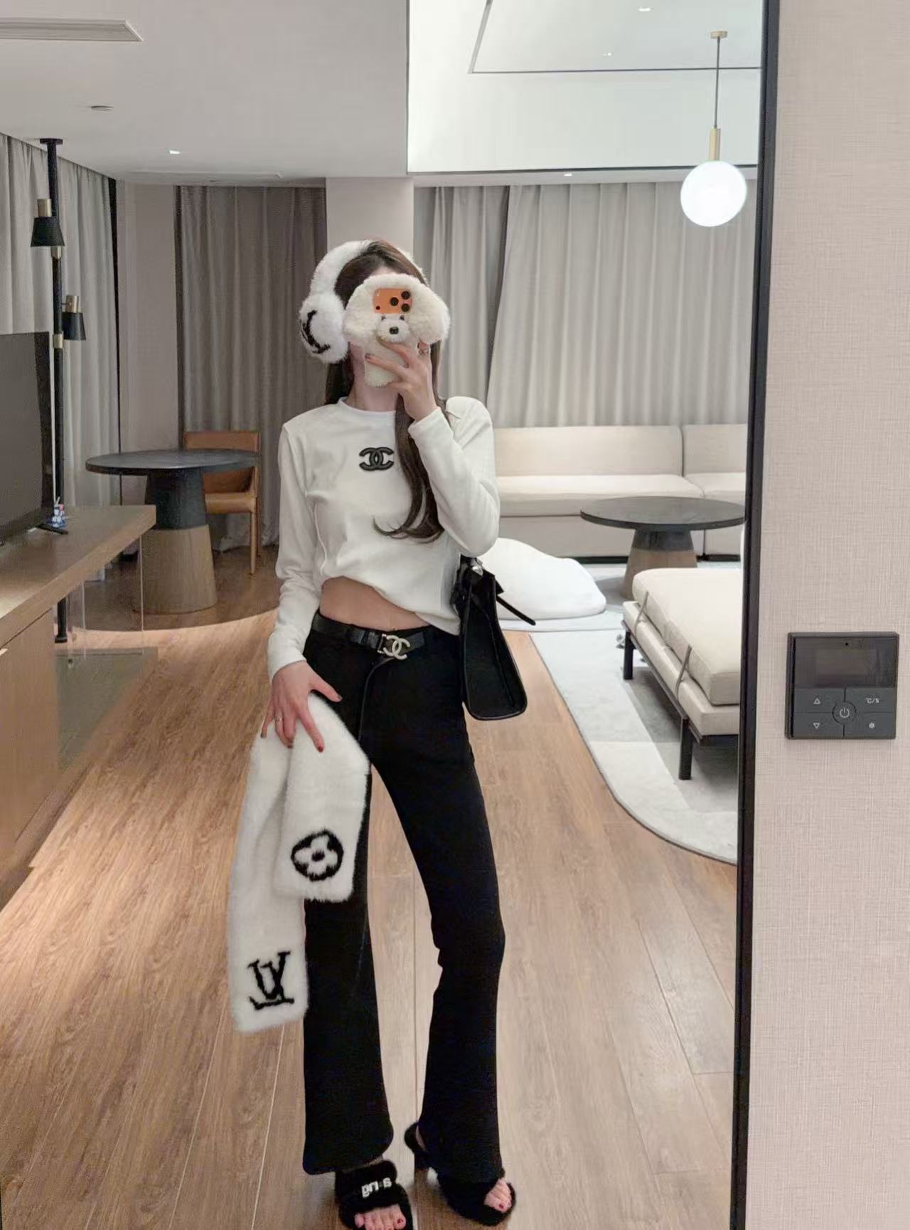 CHANE1 ダブルC Tシャツ+パンツ ツーピースセット【50％割引+送料無料】