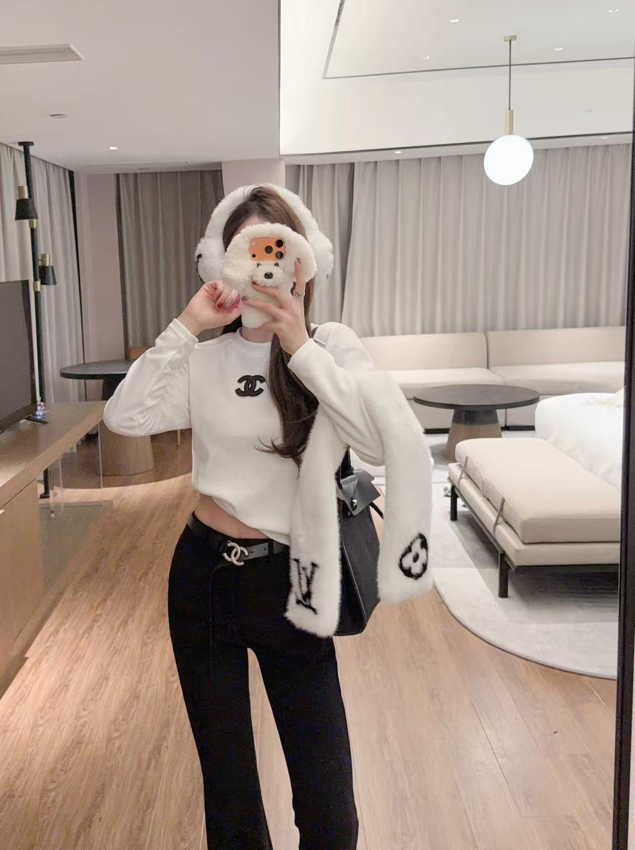 CHANE1 ダブルC Tシャツ+パンツ ツーピースセット【50％割引+送料無料】