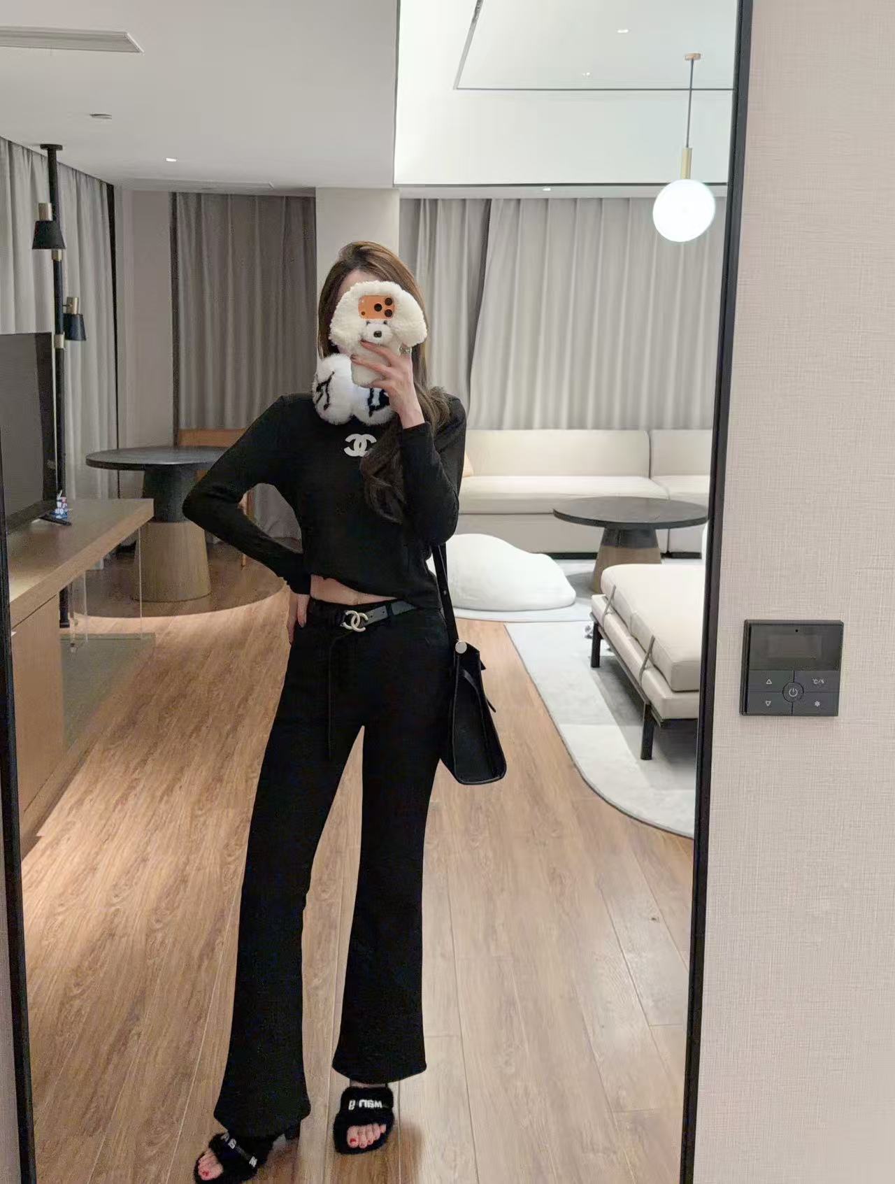 CHANE1 ダブルC Tシャツ+パンツ ツーピースセット【50％割引+送料無料】