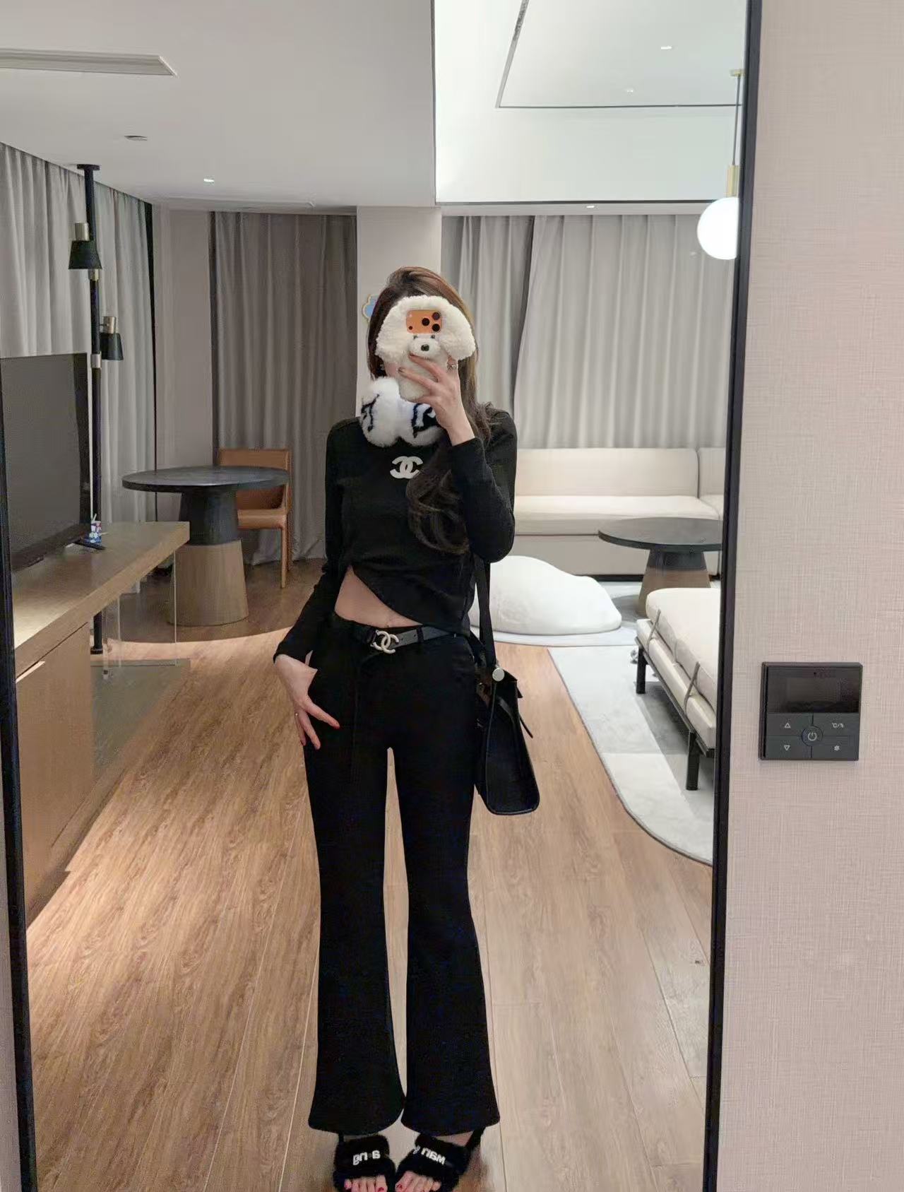 CHANE1 ダブルC Tシャツ+パンツ ツーピースセット【50％割引+送料無料】