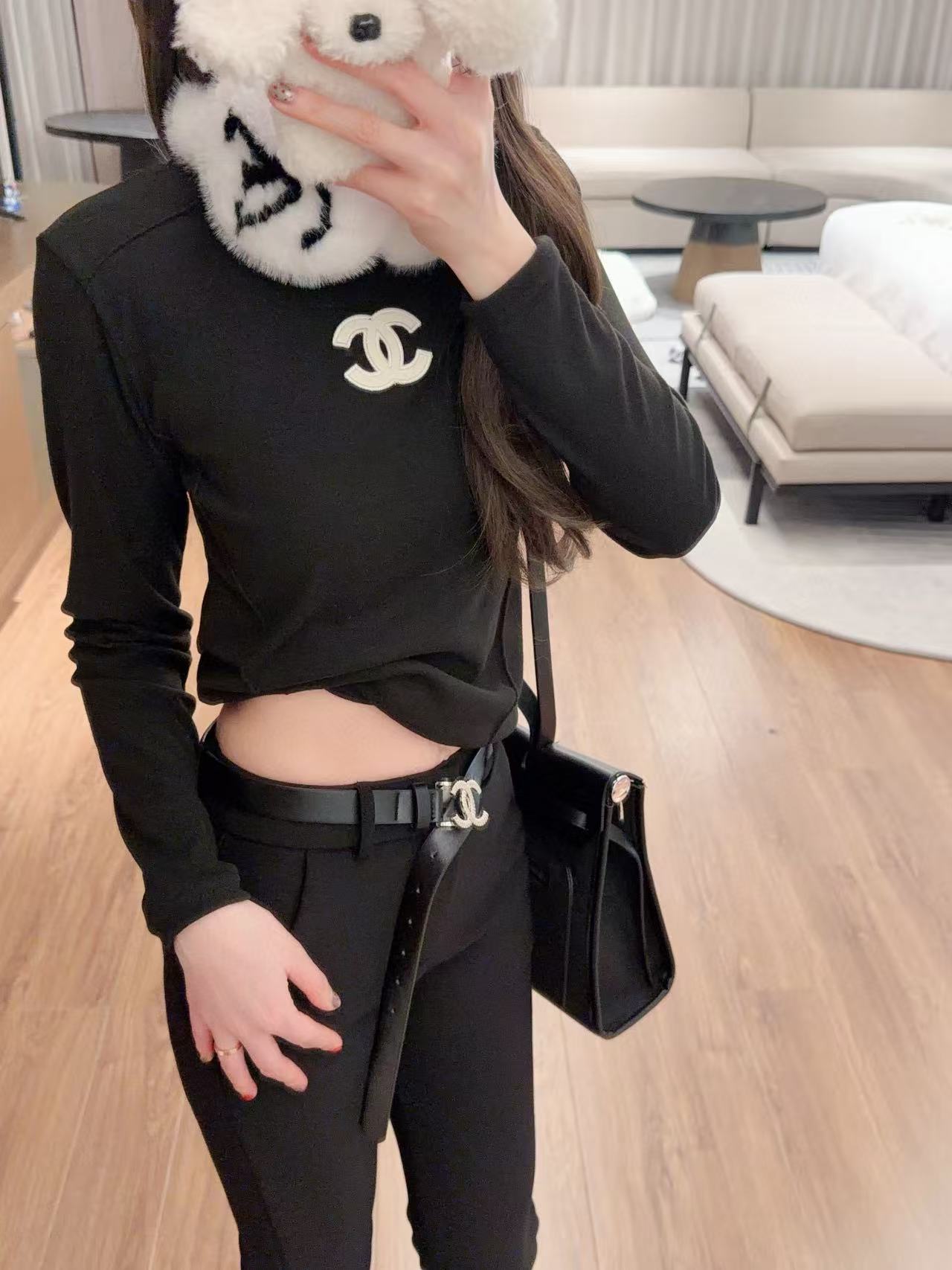 CHANE1 ダブルC Tシャツ+パンツ ツーピースセット【50％割引+送料無料】