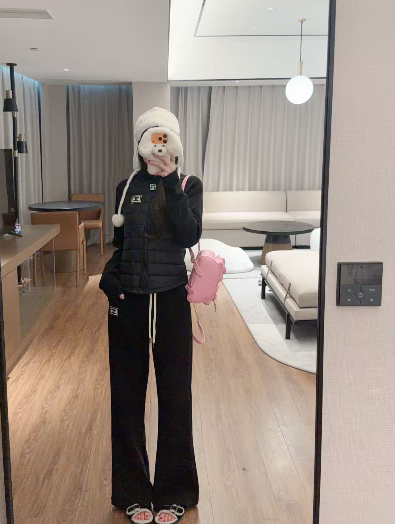 CHANE1 ダブルC ジャケット+パンツ ツーピースセット【50％割引+送料無料】