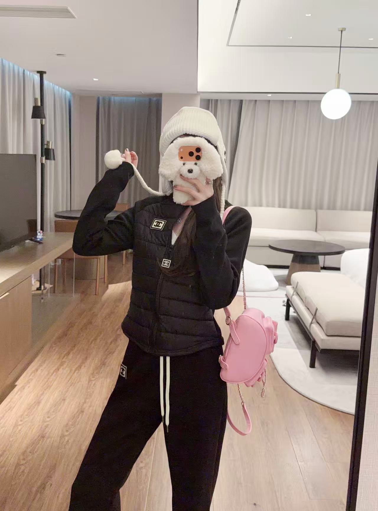 CHANE1 ダブルC ジャケット+パンツ ツーピースセット【50％割引+送料無料】