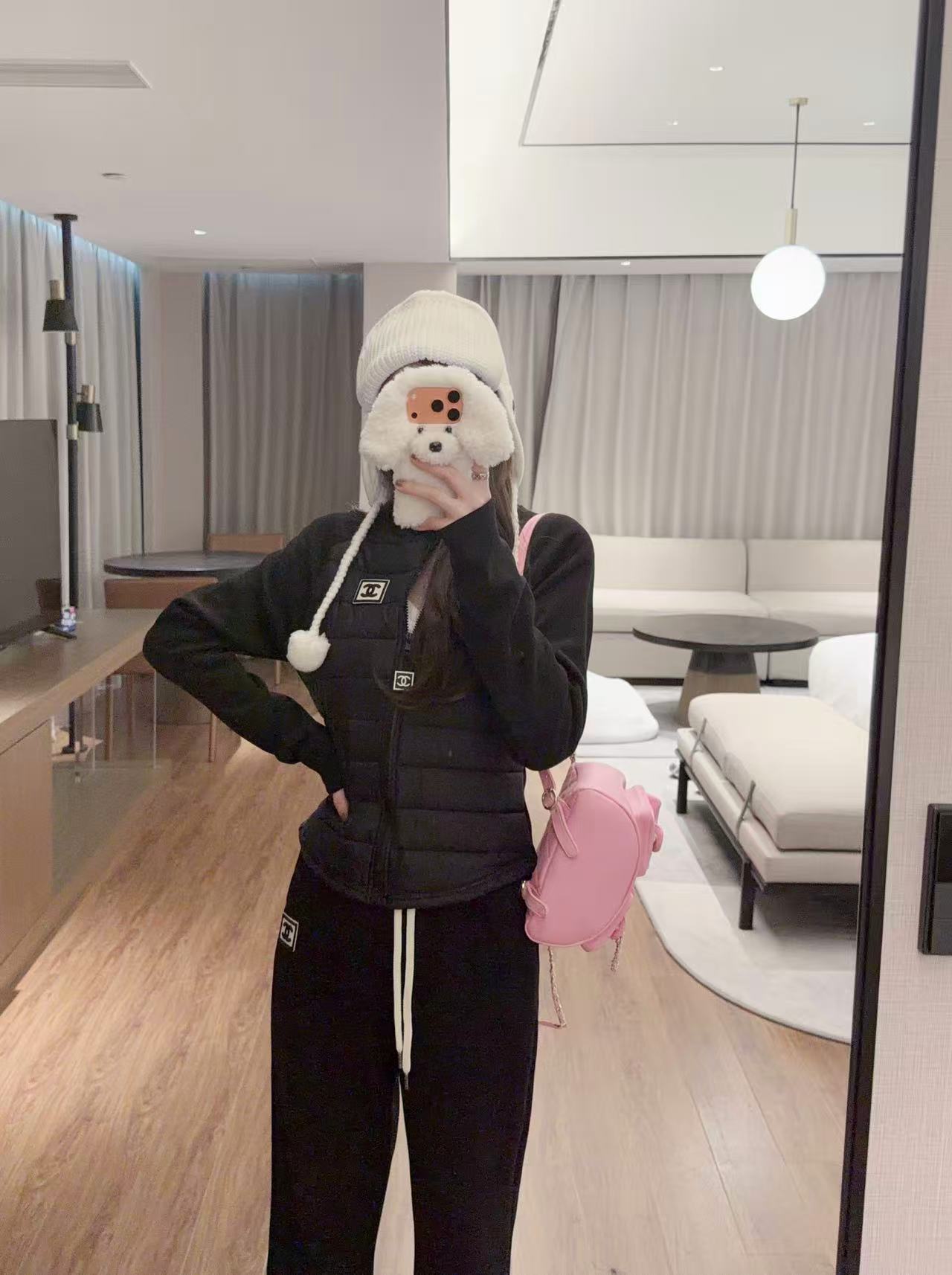 CHANE1 ダブルC ジャケット+パンツ ツーピースセット【50％割引+送料無料】