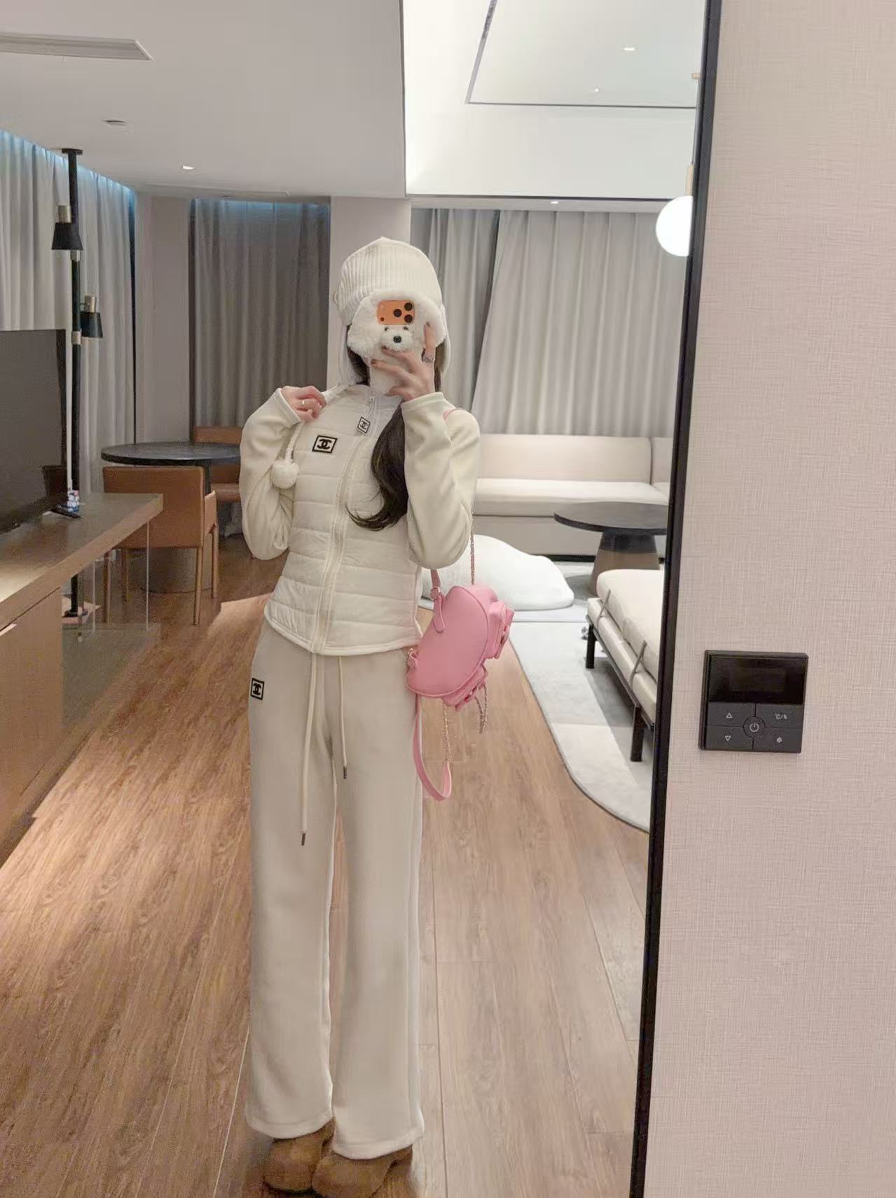 CHANE1 ダブルC ジャケット+パンツ ツーピースセット【50％割引+送料無料】