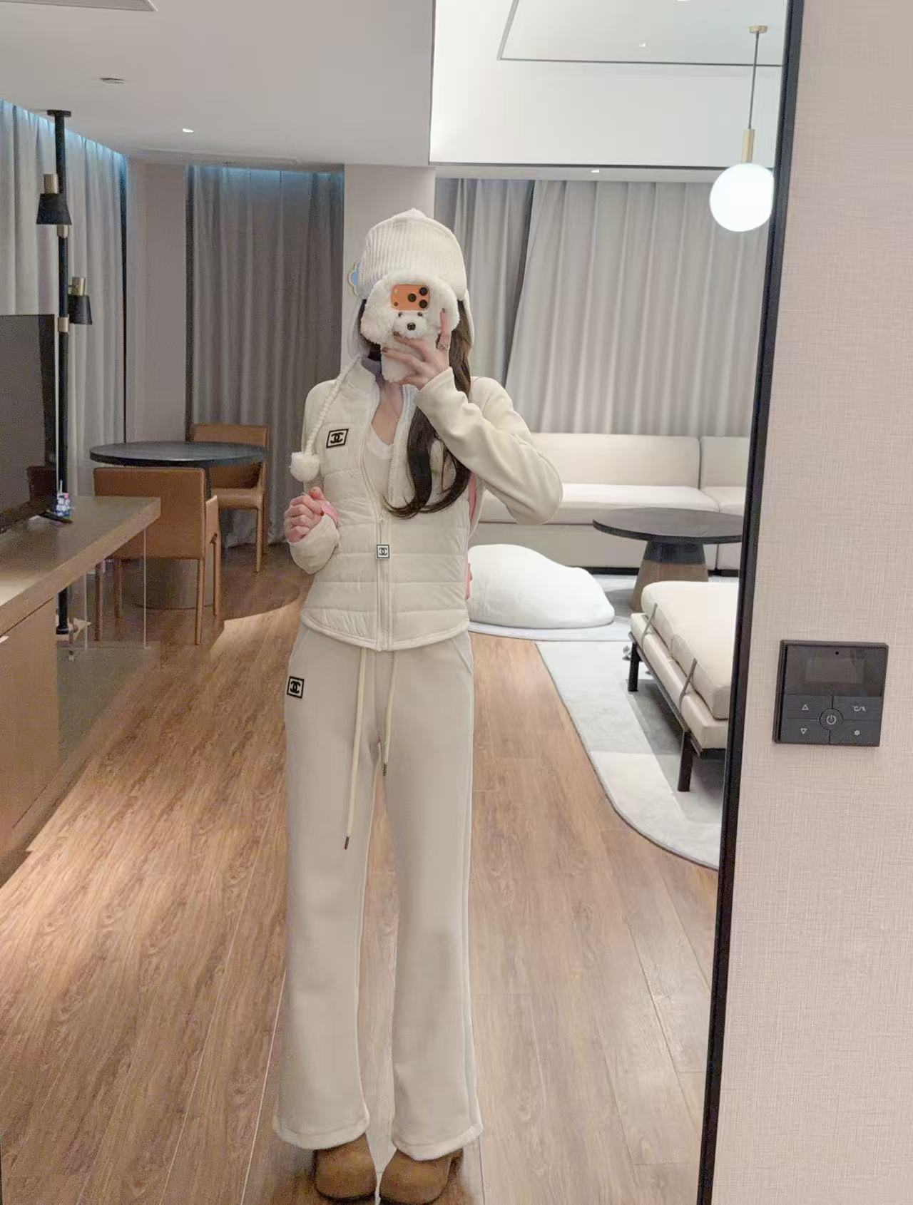 CHANE1 ダブルC ジャケット+パンツ ツーピースセット【50％割引+送料無料】