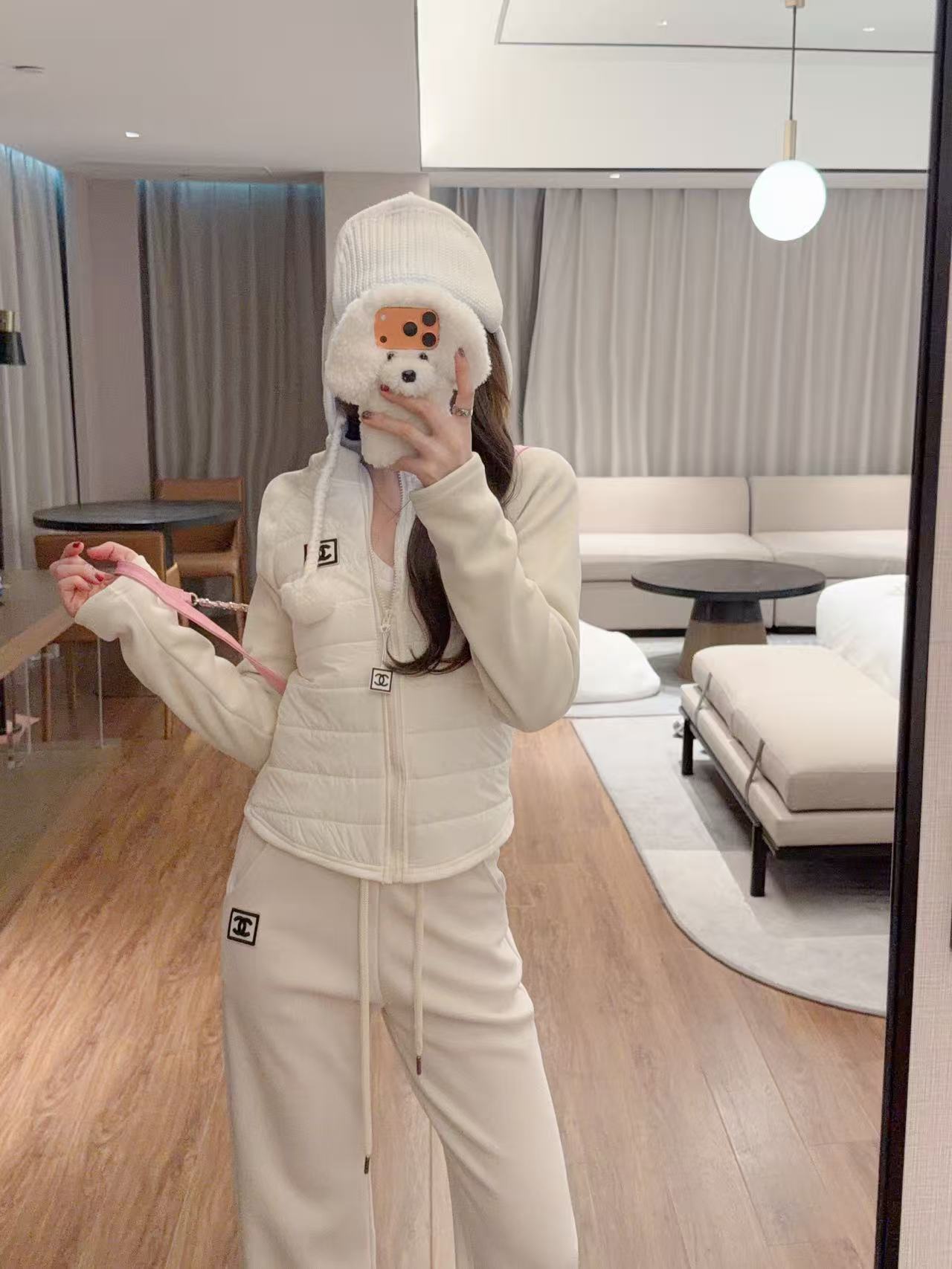 CHANE1 ダブルC ジャケット+パンツ ツーピースセット【50％割引+送料無料】