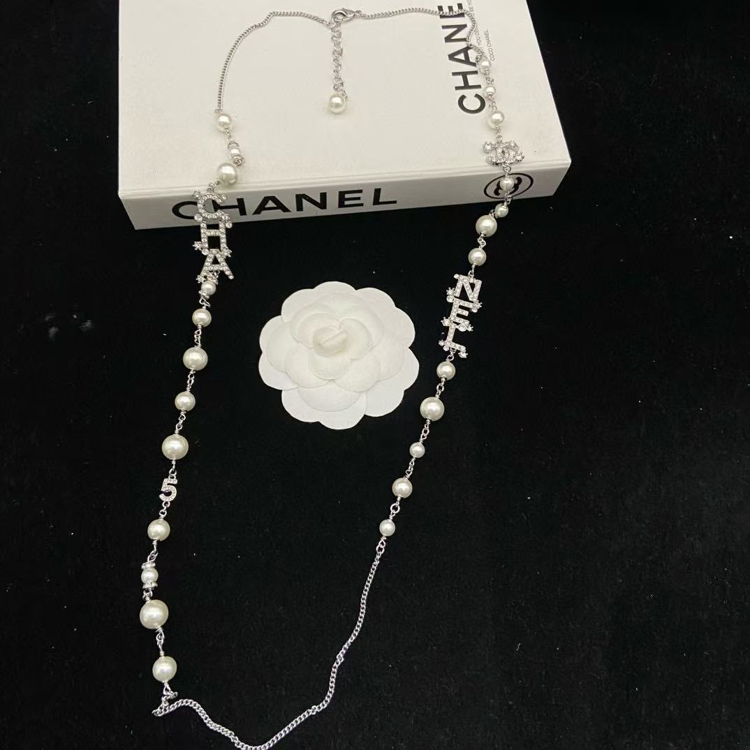 CHANE1 ダブルCレターパールネックレス【50％割引+送料無料】