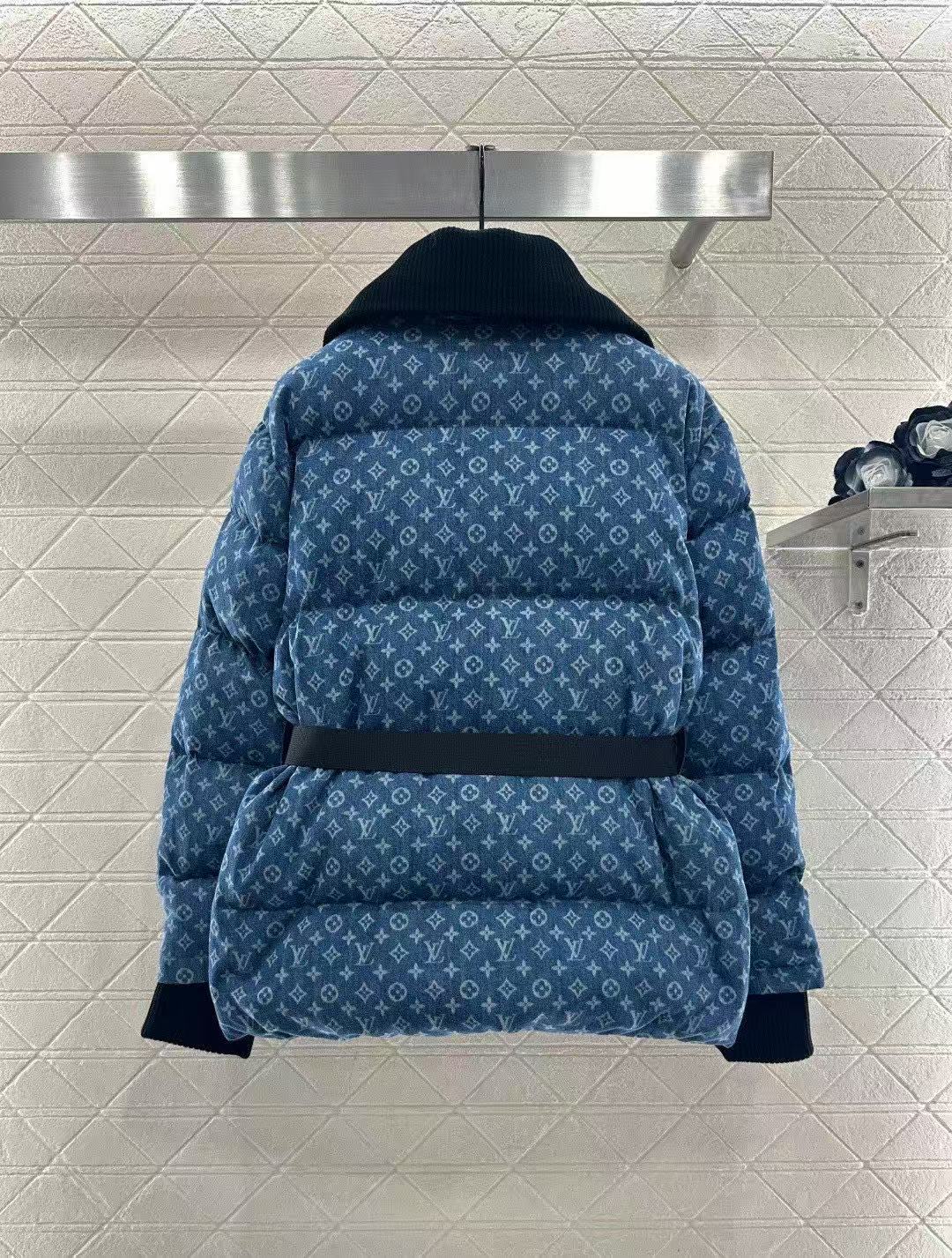 LVプリント ジッパー デニム ダウンジャケット【50％割引+送料無料】