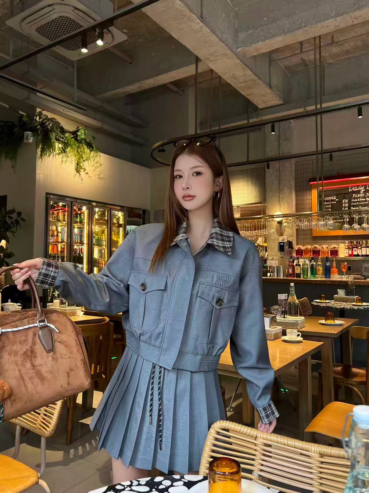 M1UM1U 襟付きジャケット+スカート ツーピースセット【50％割引+送料無料】