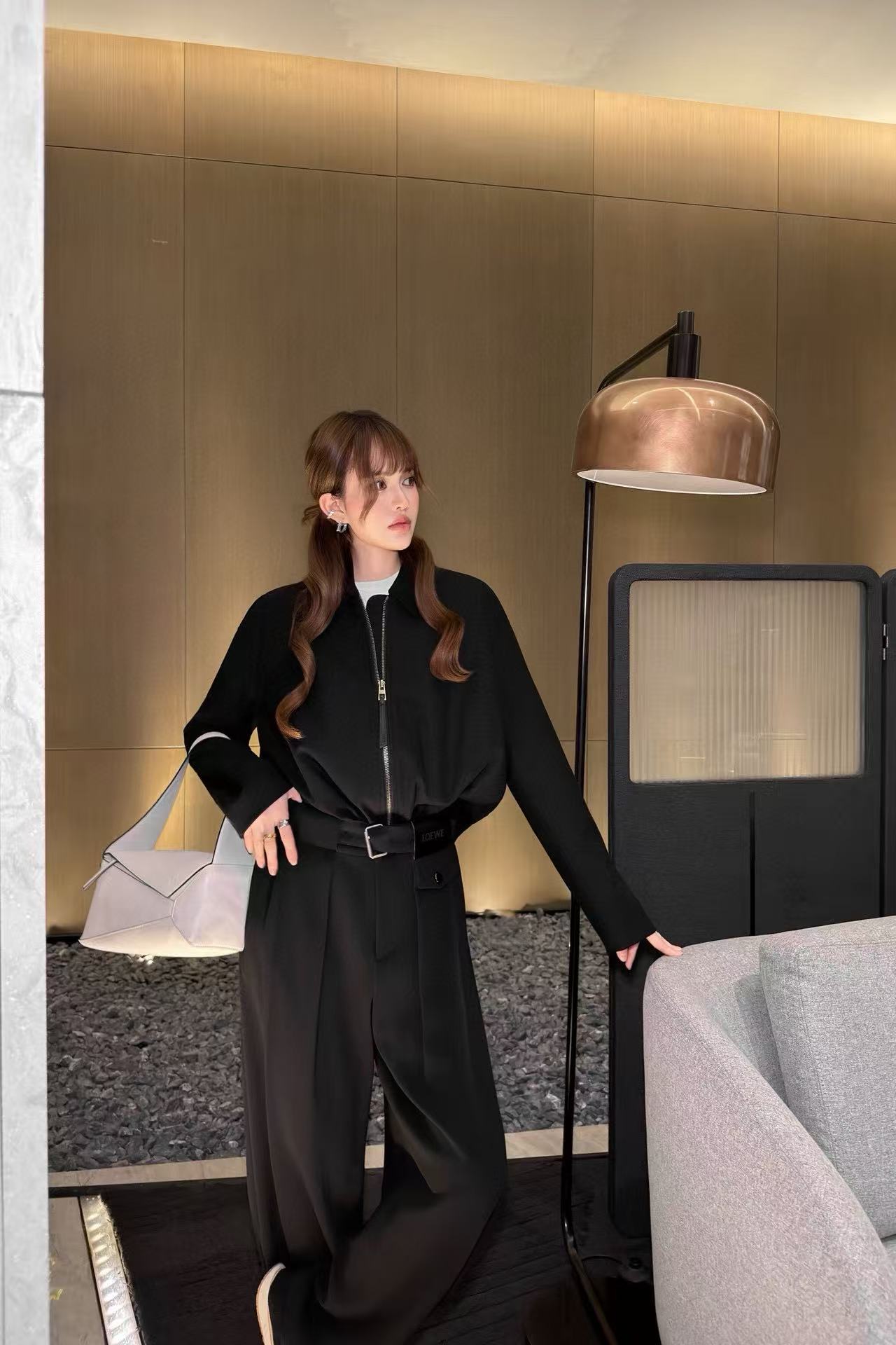 L0WEW襟付きジャケット+パンツ ツーピースセット【50％割引+送料無料】