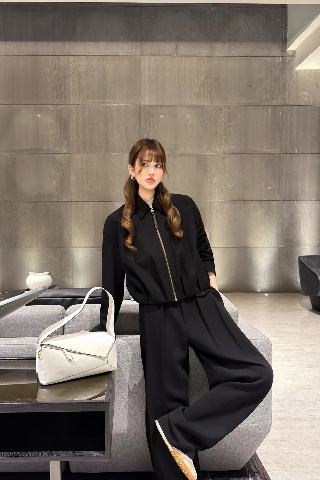 L0WEW襟付きジャケット+パンツ ツーピースセット【50％割引+送料無料】