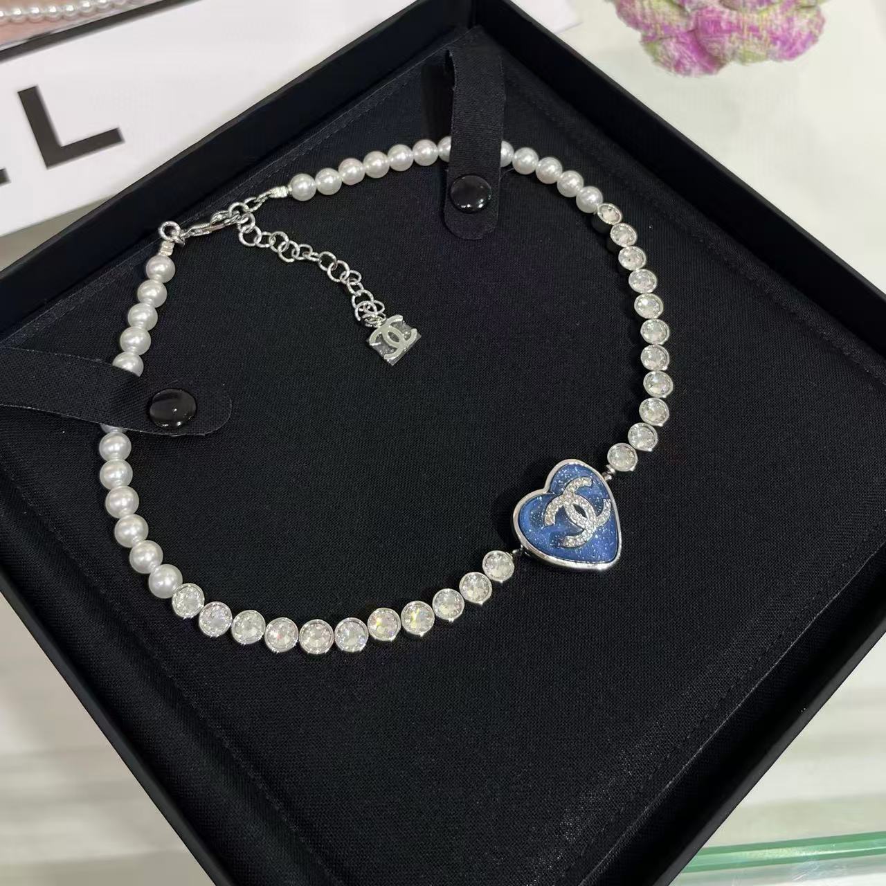 CHANE1 ハート ダブルC ダイヤモンドネックレス【50％割引+送料無料】