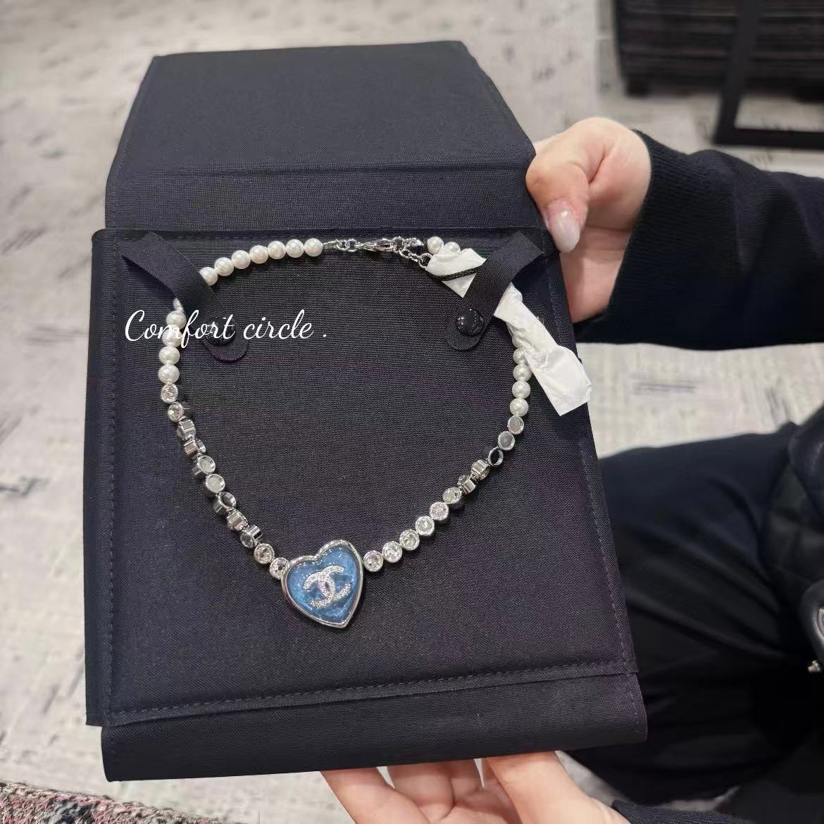 CHANE1 ハート ダブルC ダイヤモンドネックレス【50％割引+送料無料】