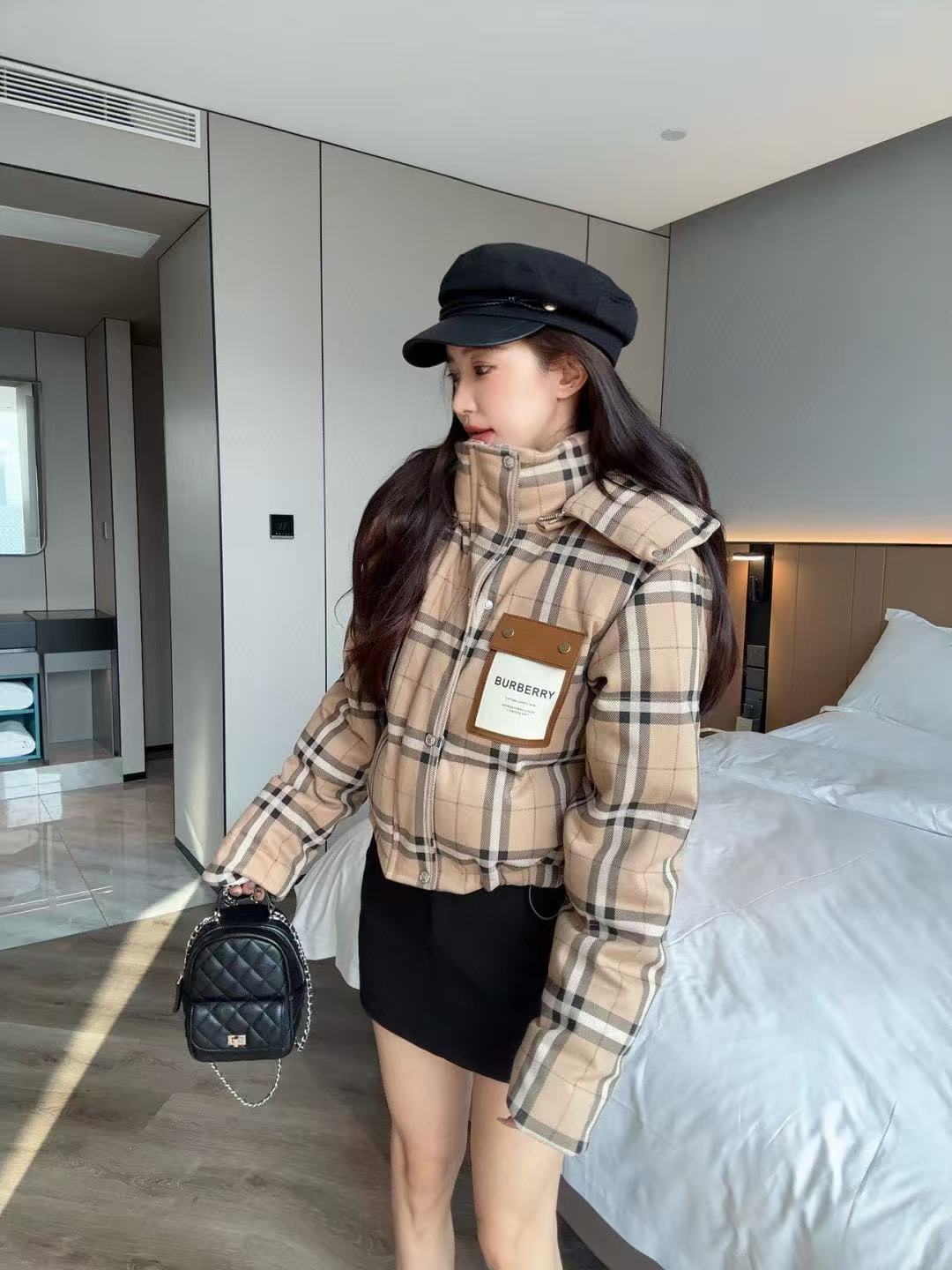 BUR8ERRY チェック柄フード付きダウンジャケット【50％割引+送料無料】