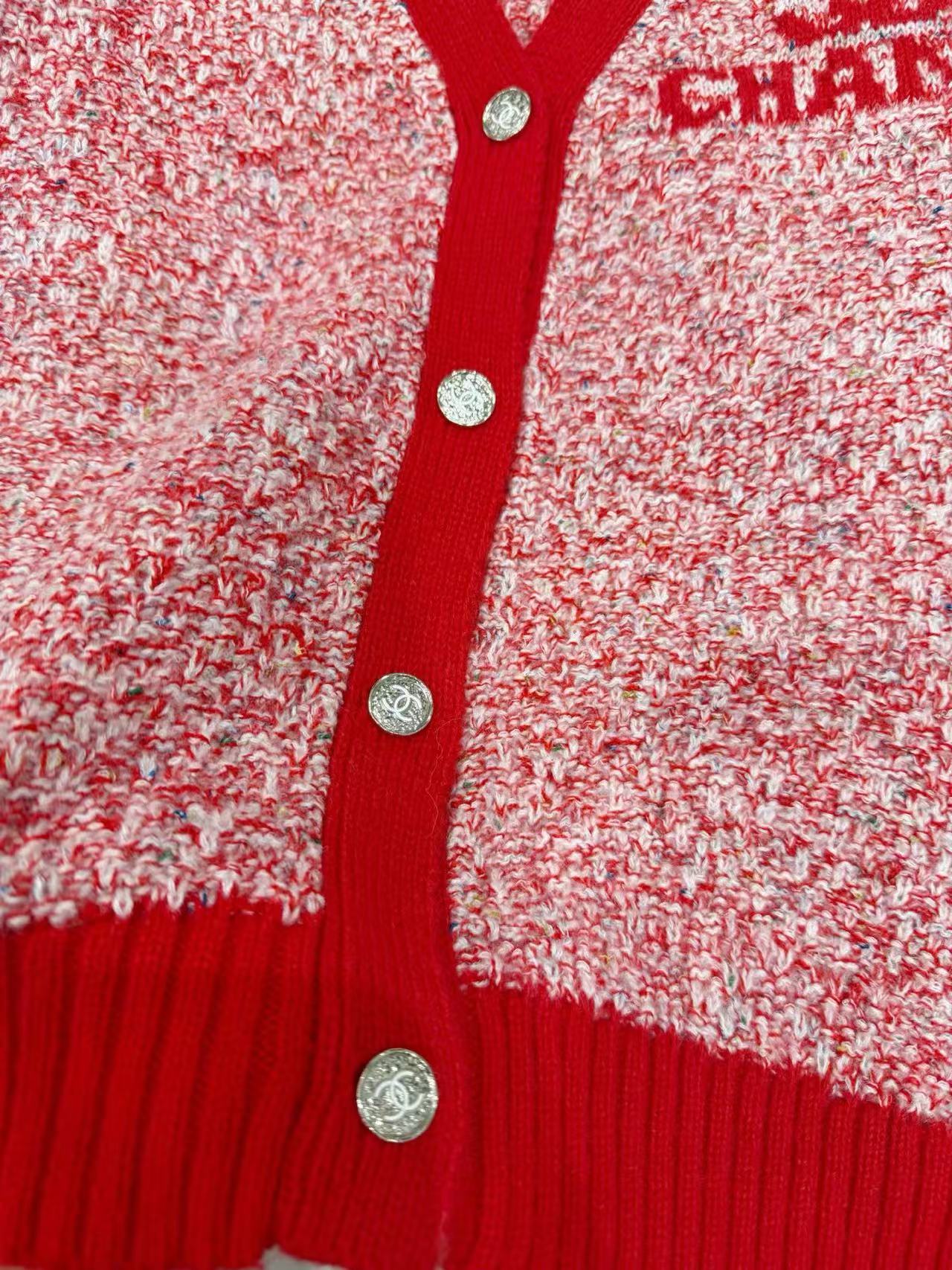 CHANE 1Vネック刺繍レターウールカーディガン【50％割引+送料無料】