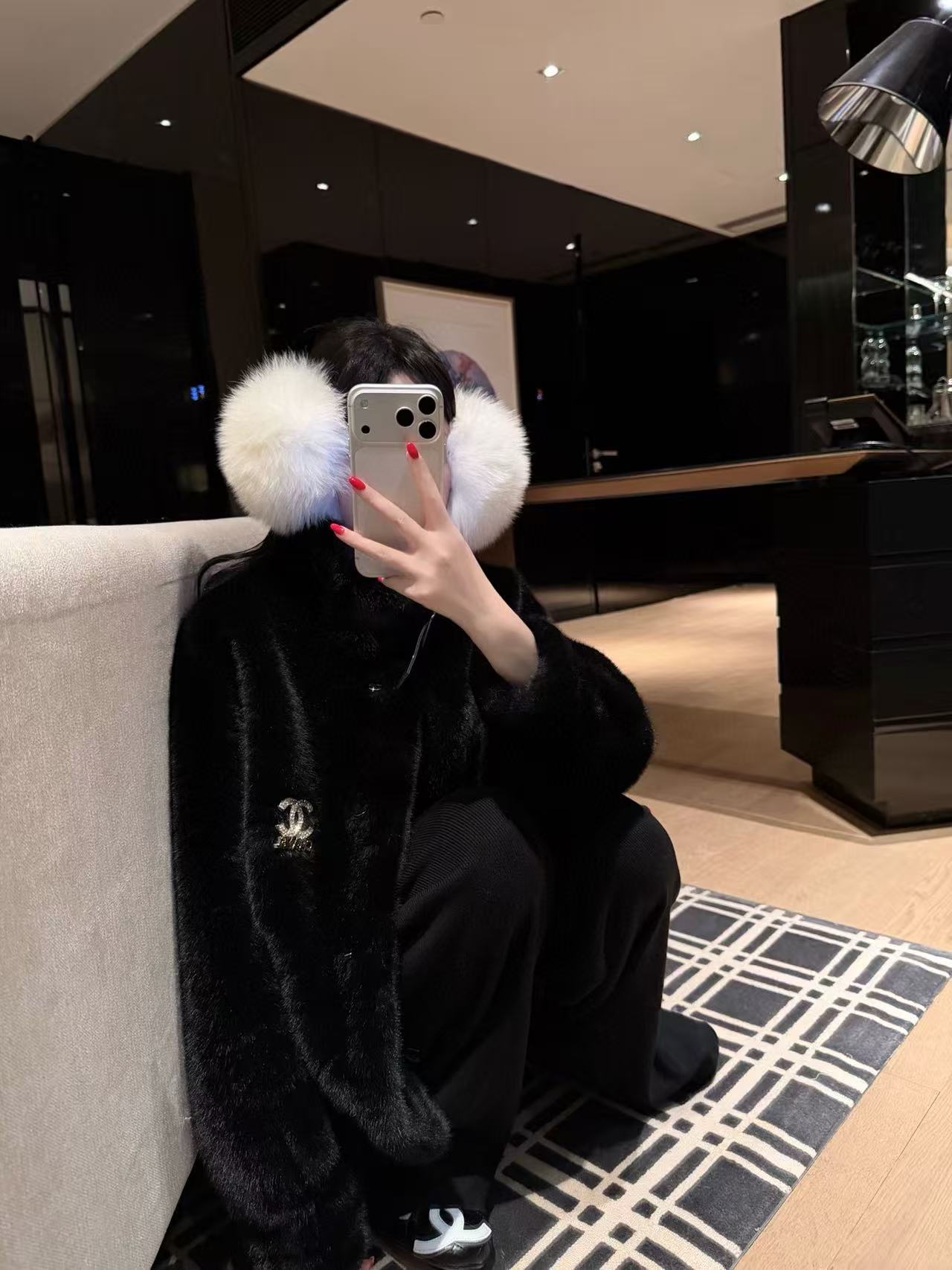 CHANE1 ダブルC ファージャケット【50％割引+送料無料】